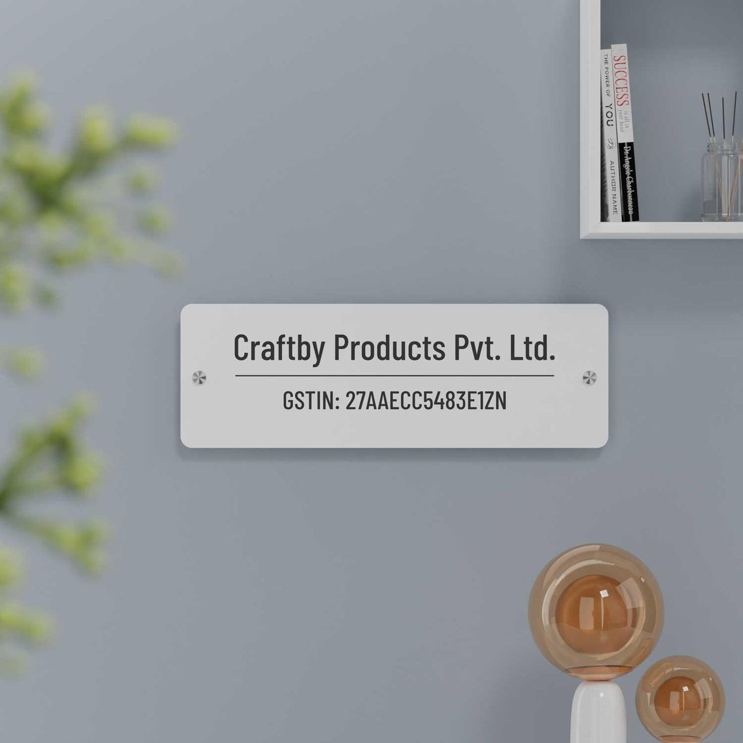 Barlow (Matte White) - Contemporary Office GST Name Board - Housenama