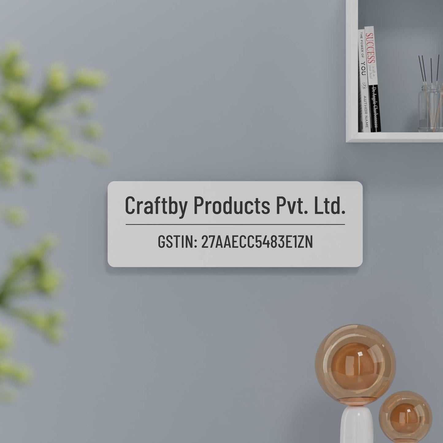 Barlow (Matte White) - Contemporary Office GST Name Board - Housenama