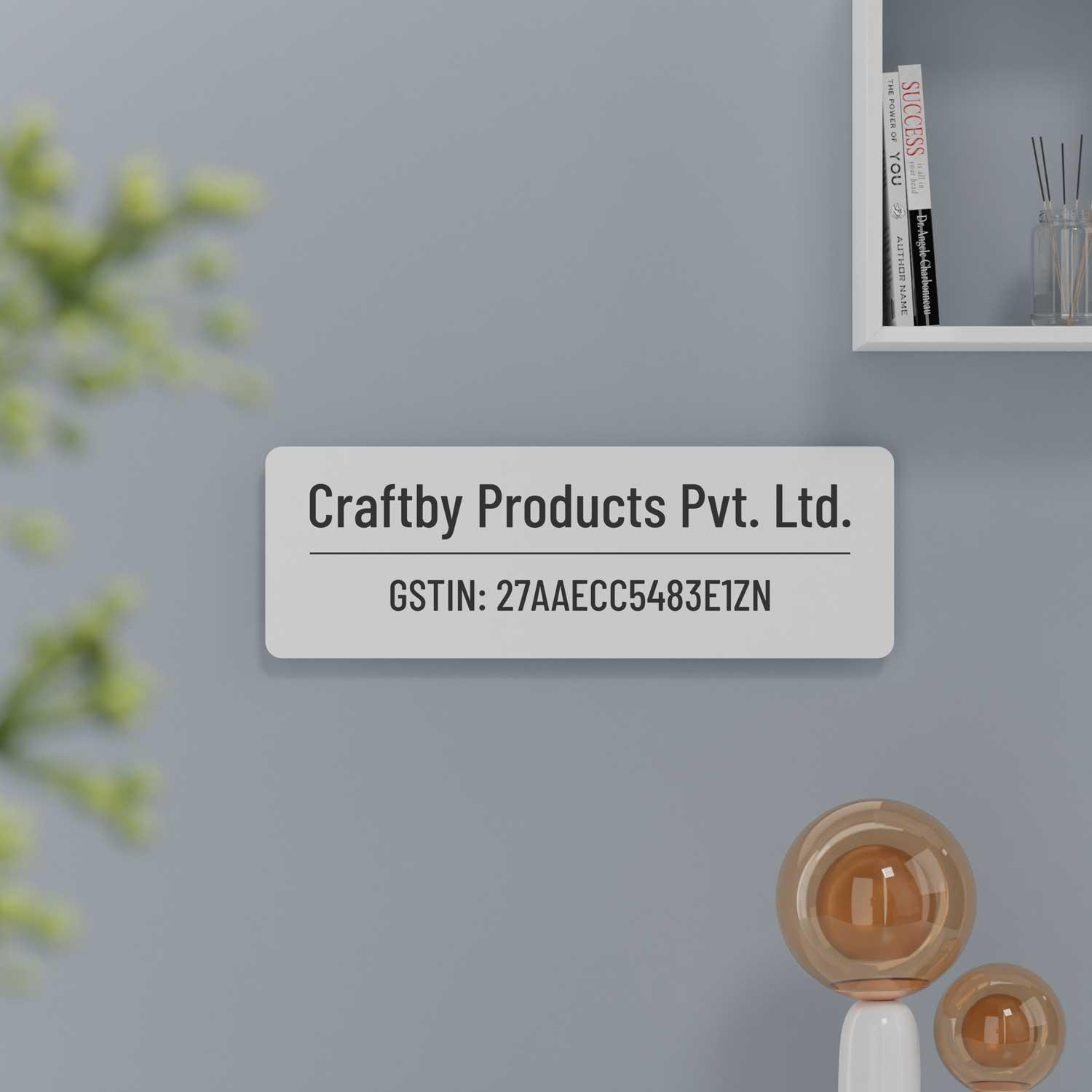 Barlow (Matte White) - Contemporary Office GST Name Board - Housenama