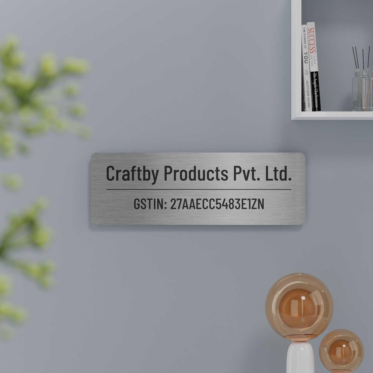 Barlow (Stainless Steel) - Contemporary Office GST Name Board - Housenama