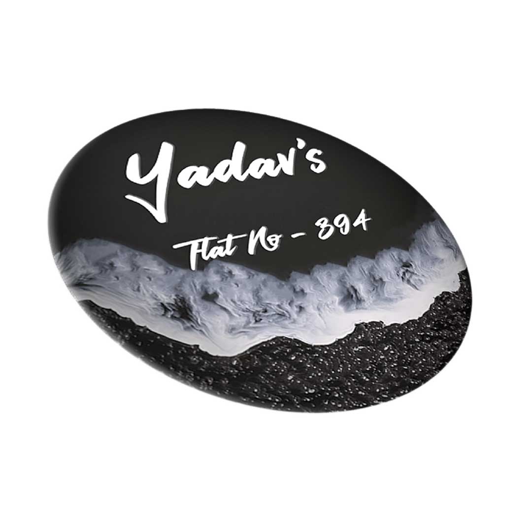 Black Ocean Resin Nameplate