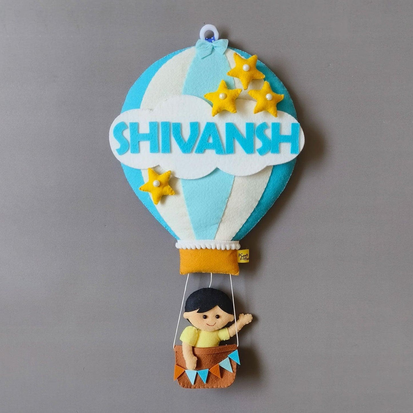 Blue Hot Air Balloon - Felt Name Plate