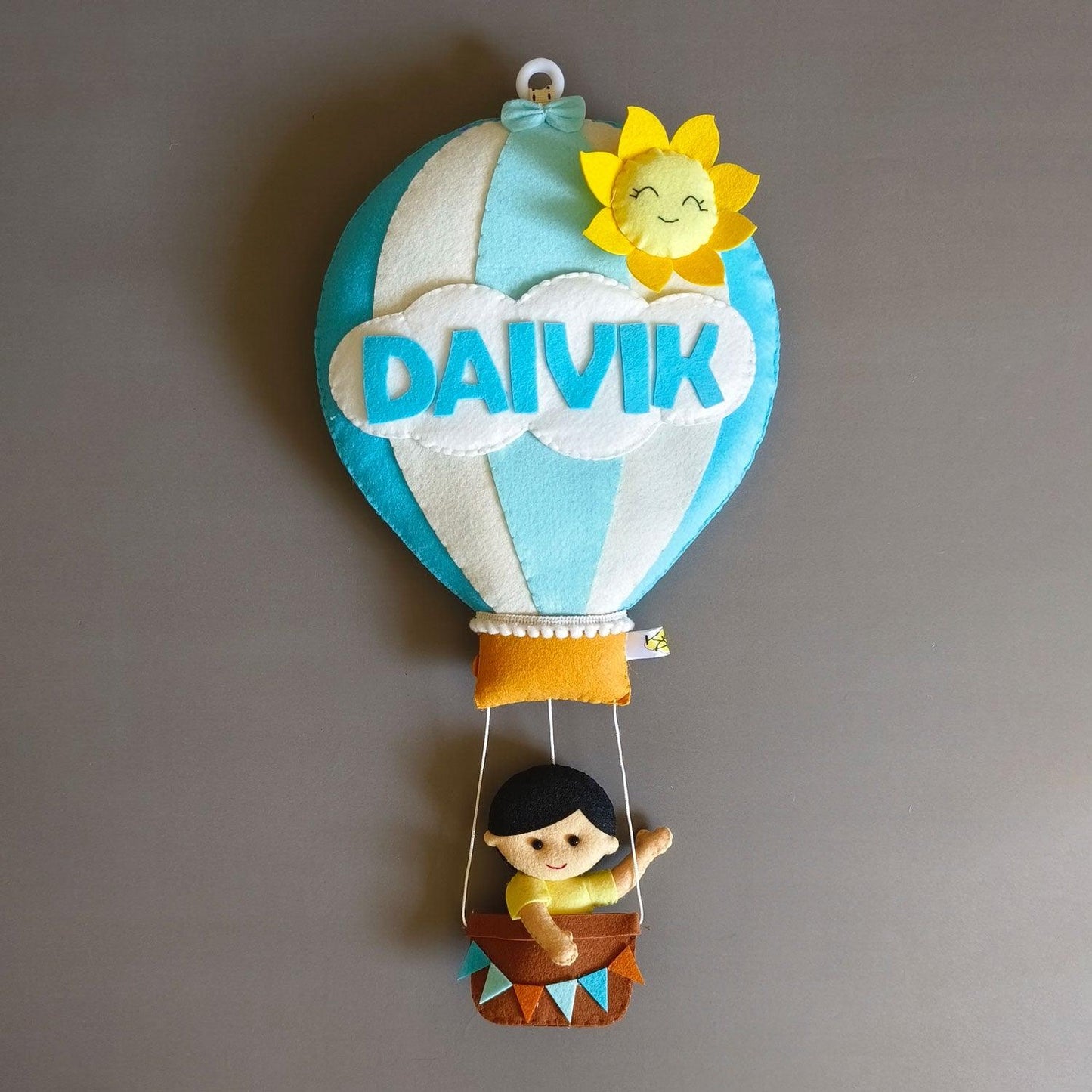Blue Hot Air Balloon - Felt Name Plate