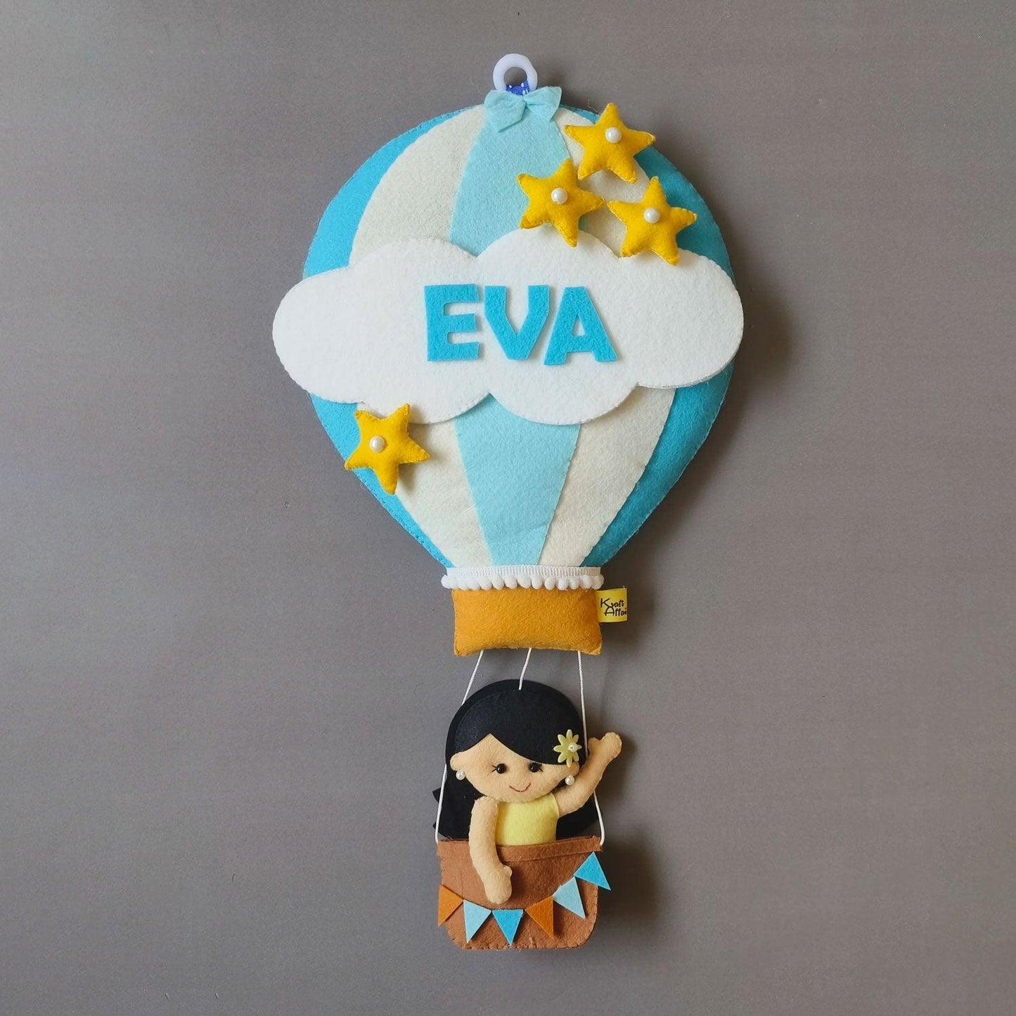 Blue Hot Air Balloon - Felt Name Plate