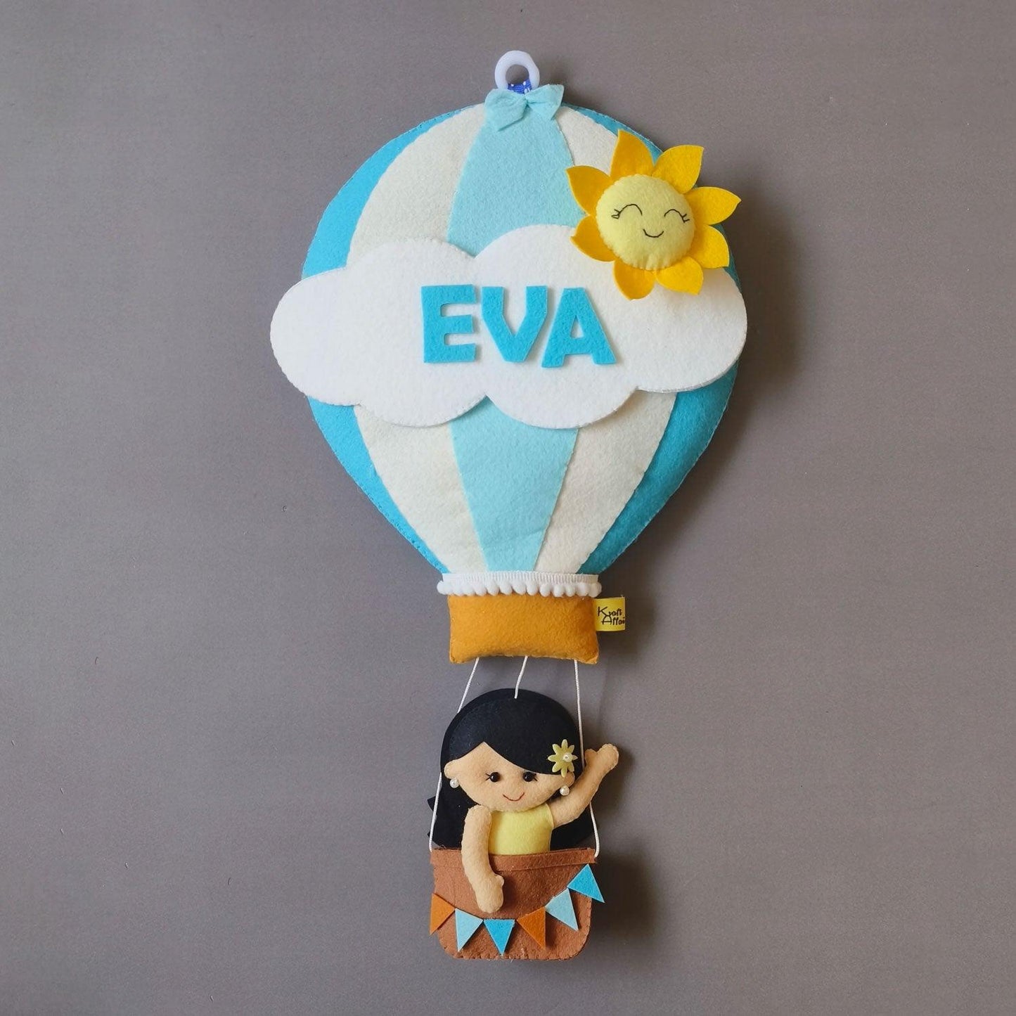 Blue Hot Air Balloon - Felt Name Plate