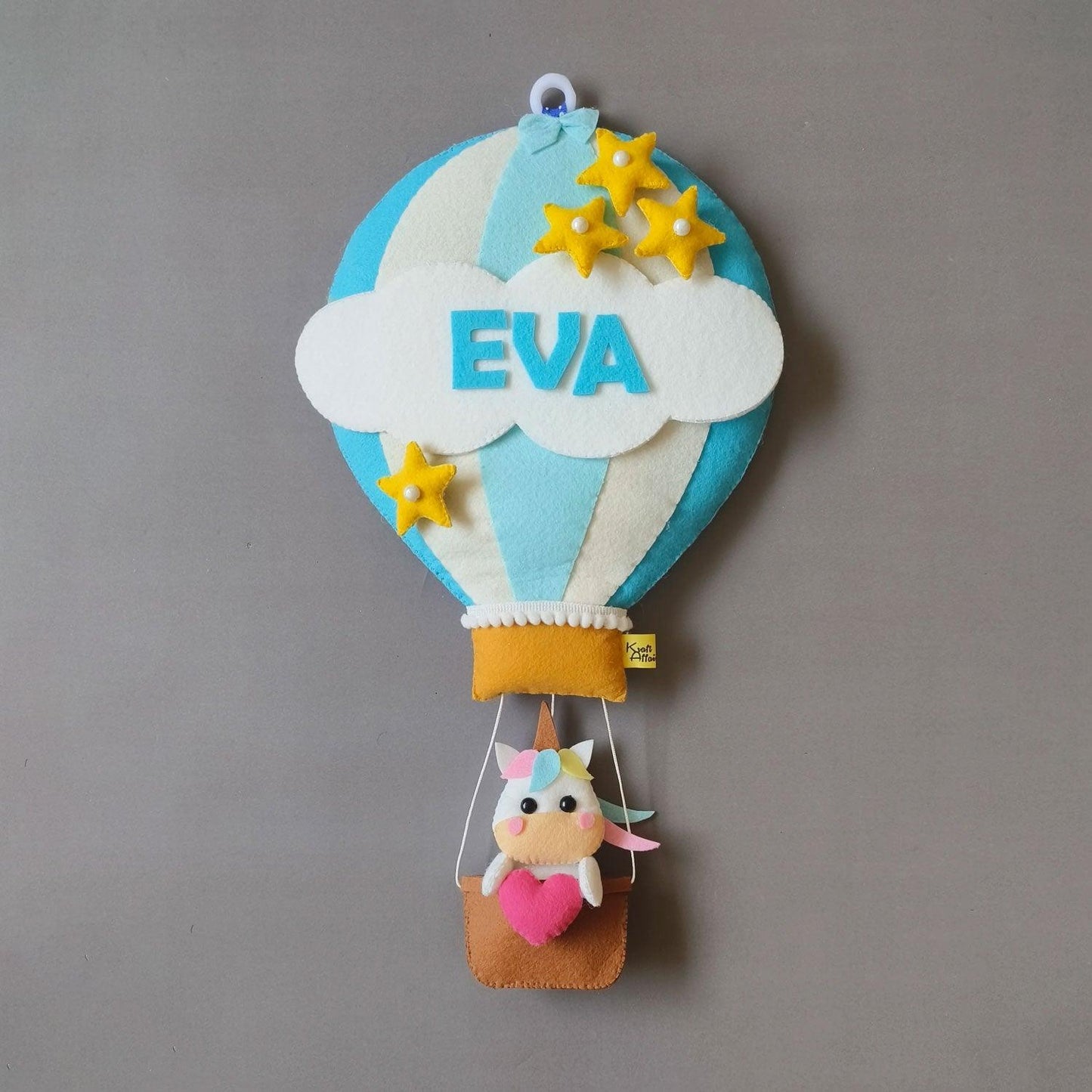 Blue Hot Air Balloon - Felt Name Plate