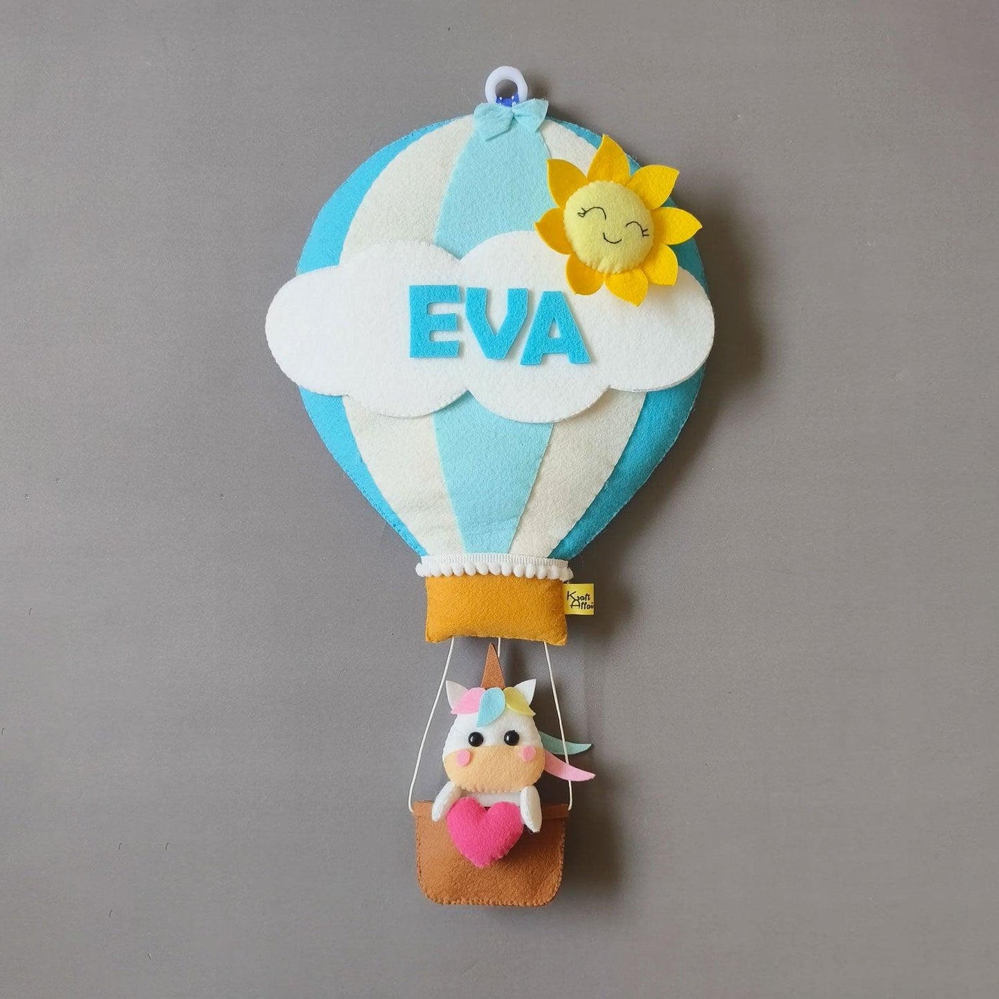 Blue Hot Air Balloon - Felt Name Plate