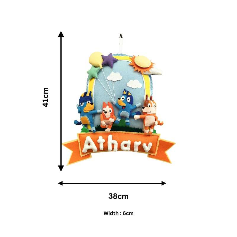 Bluey World - Felt Name Plate for Children