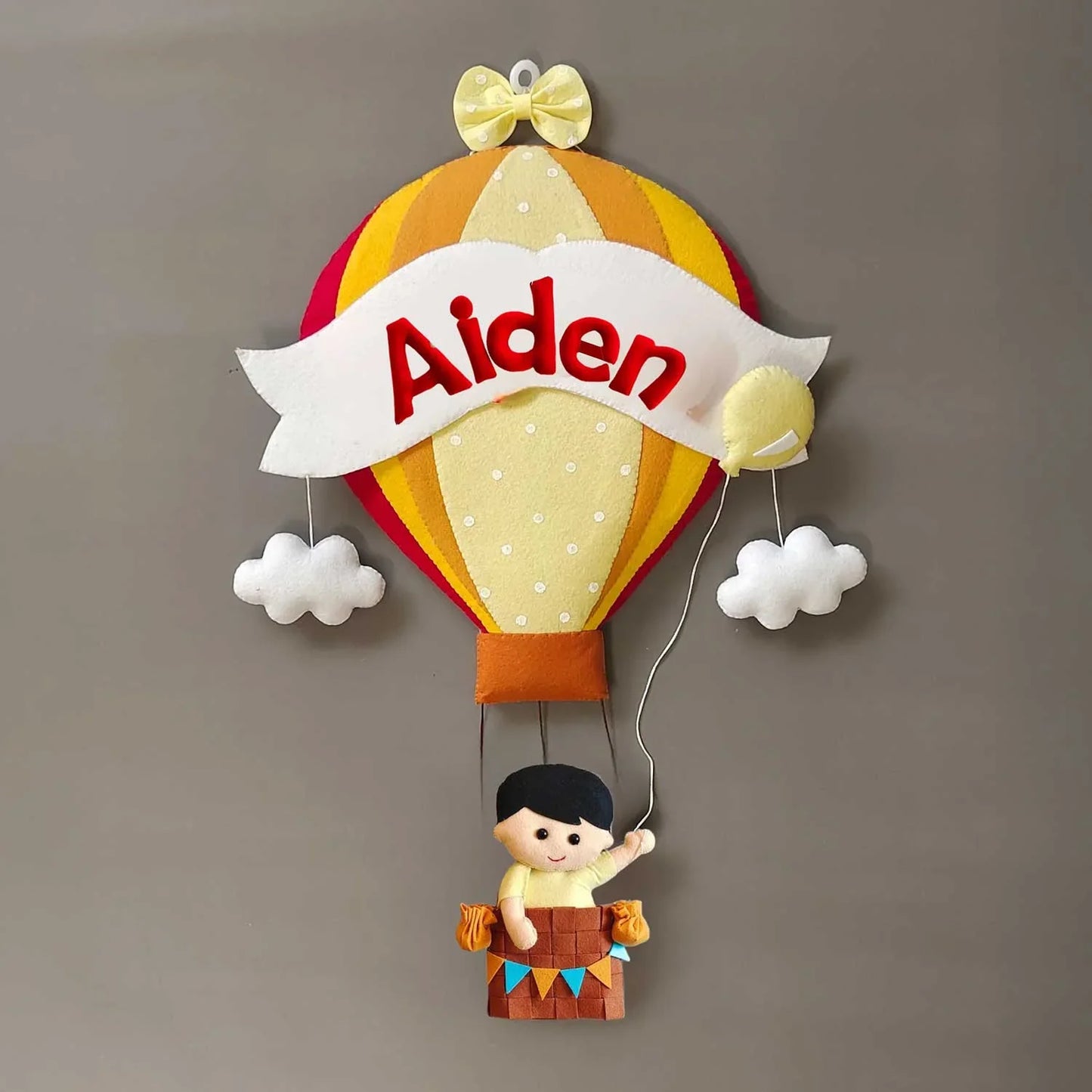 Boy in a Hot Air Balloon - Felt Name Plate