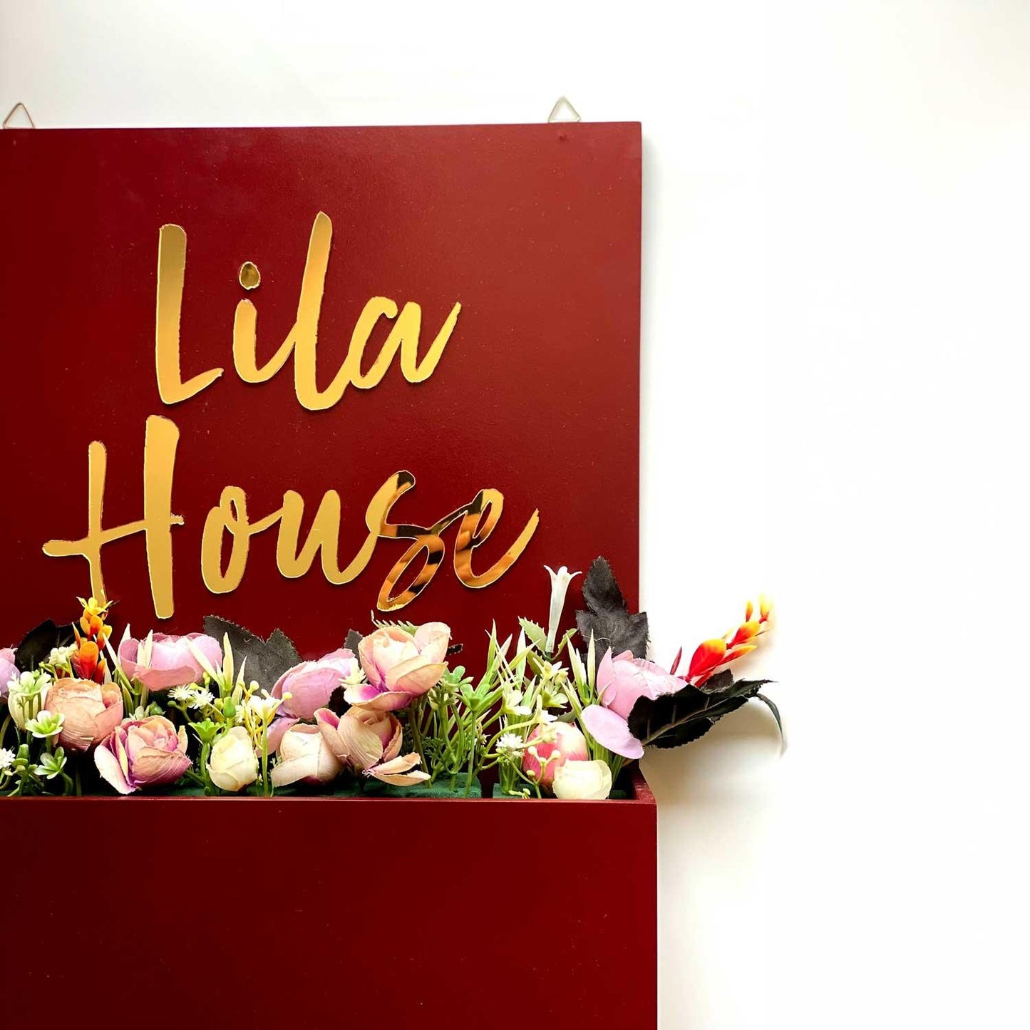 Brown Floral Planter Nameplate - Rectangle