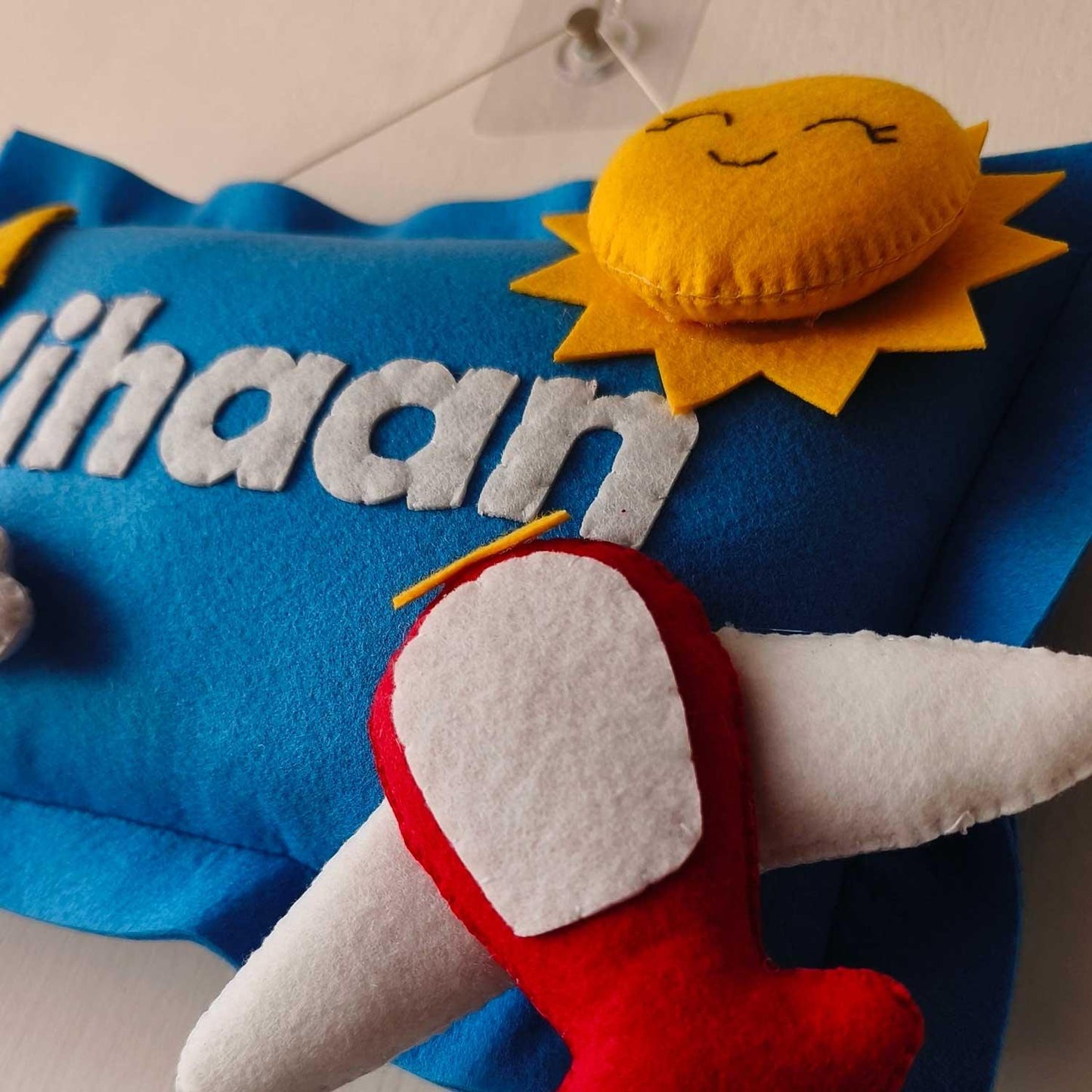 Personalized Felt Name Plate - Cars & Sky Theme