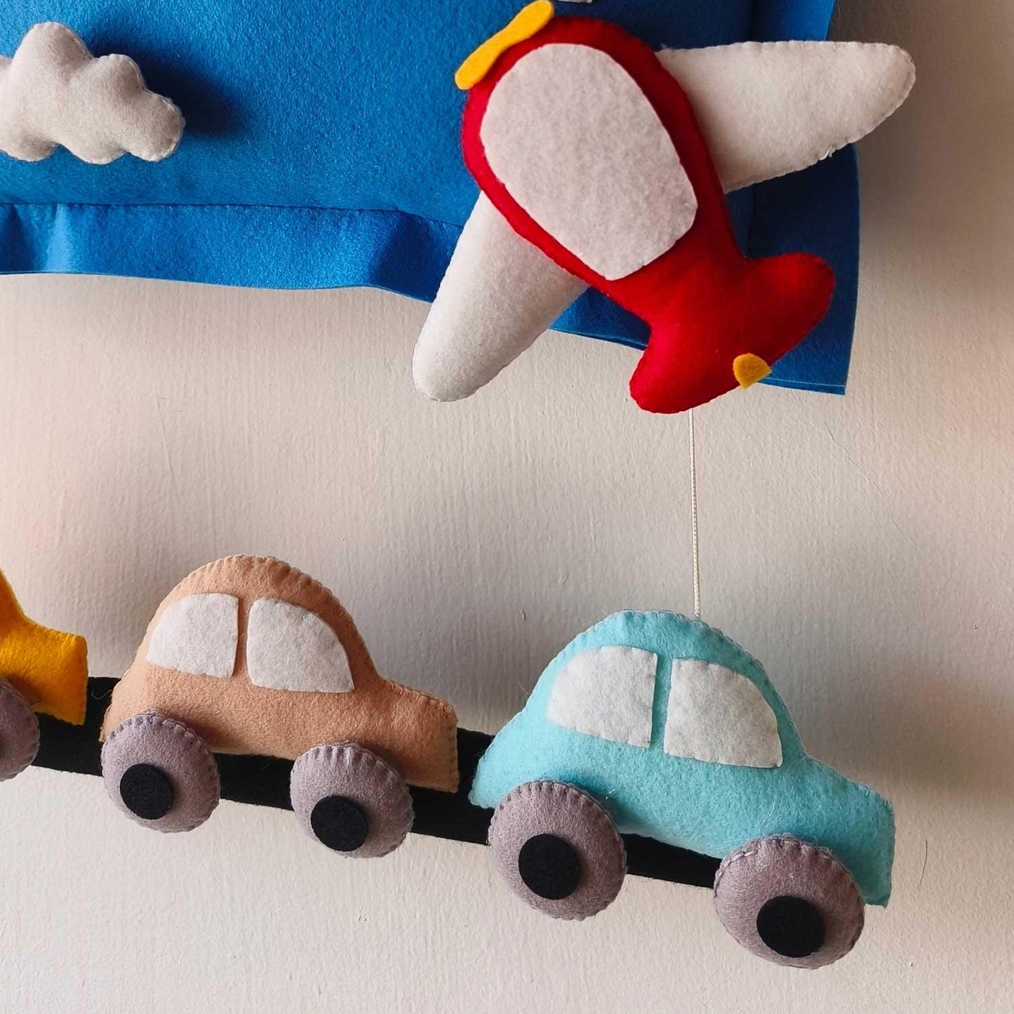 Personalized Felt Name Plate - Cars & Sky Theme