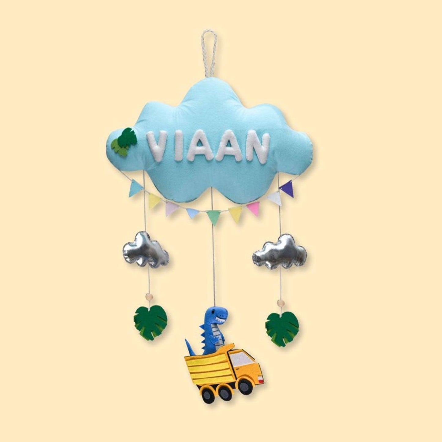 Dinoland Delights Cloud-themed Name Plate for Children - Housenama