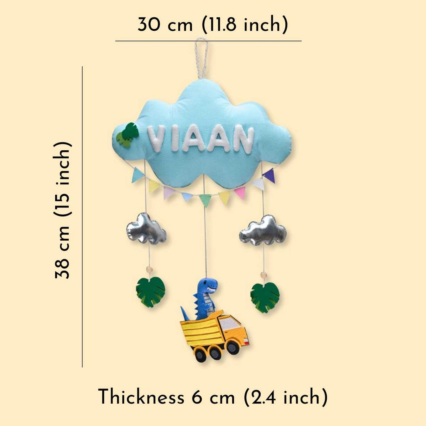 Dinoland Delights Cloud-themed Name Plate for Children - Housenama