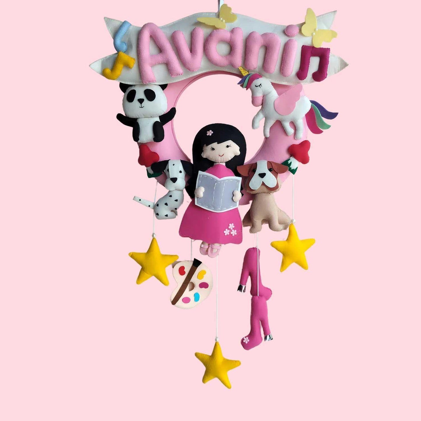 Dog-loving Doll Name Felt Name Plate for Children - Housenama
