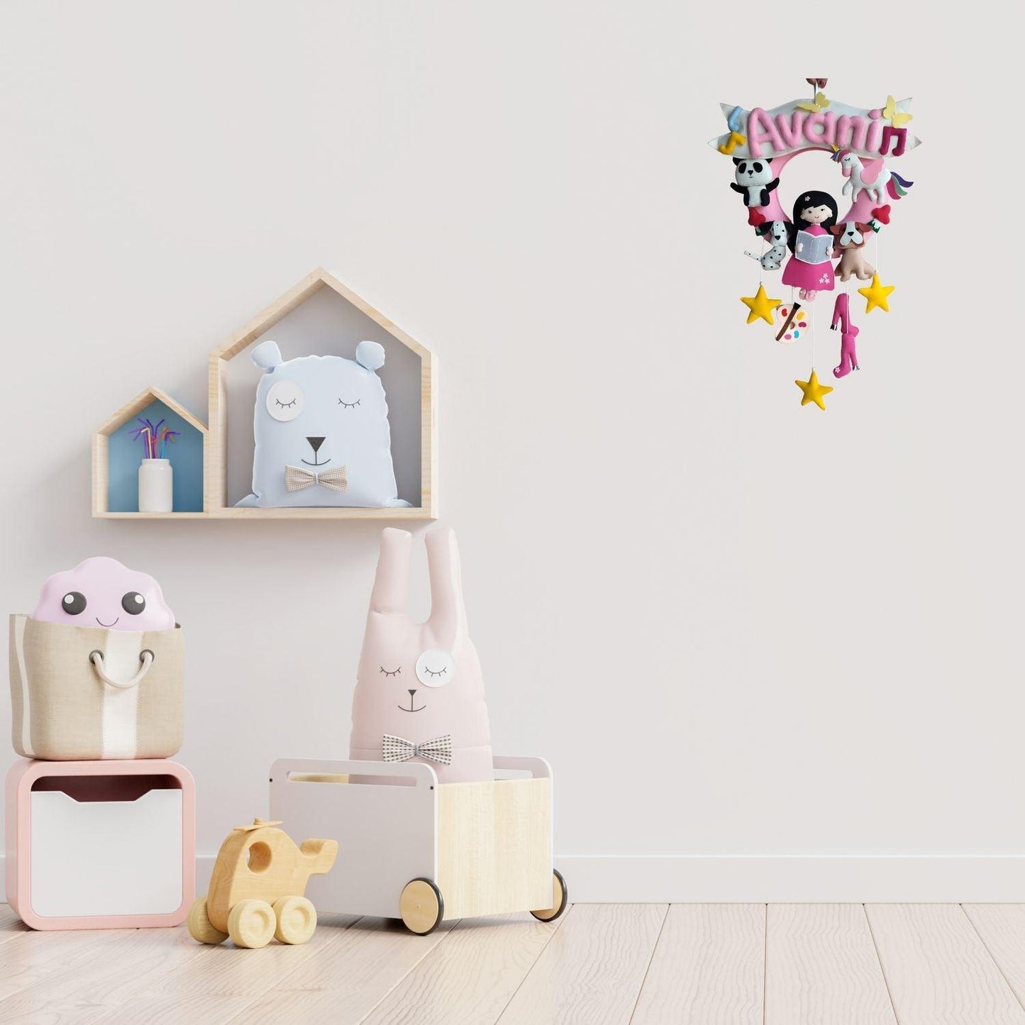 Dog-loving Doll Name Felt Name Plate for Children - Housenama