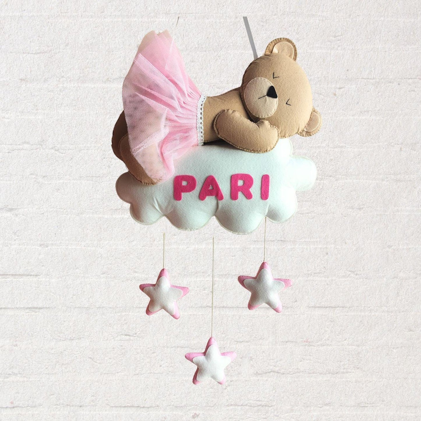 Dreamy Teddy Felt Name Plate for Children - Housenama