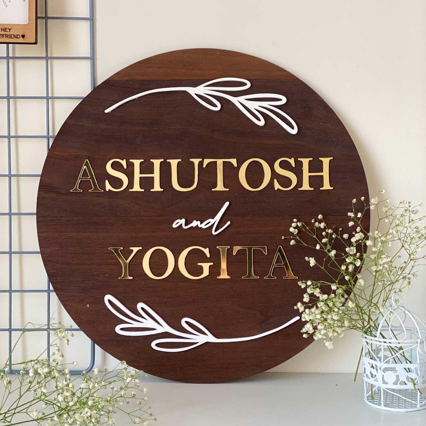 Elegant Floral Couple Nameplate
