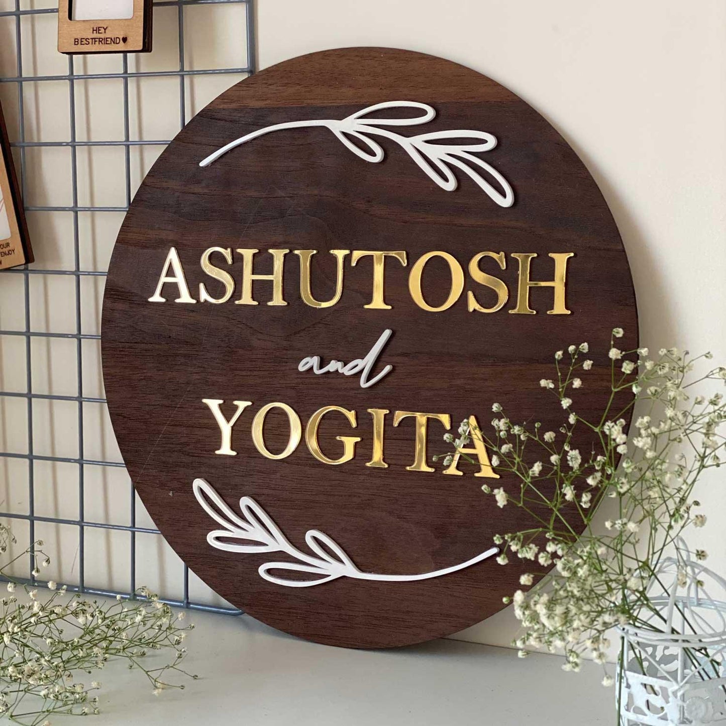 Elegant Floral Couple Nameplate