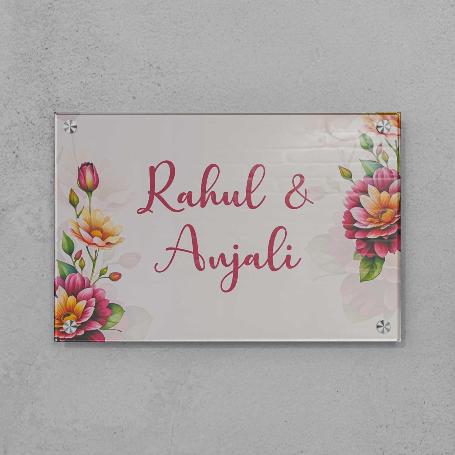 Eternal Blooms - Acrylic Name Plate - Housenama