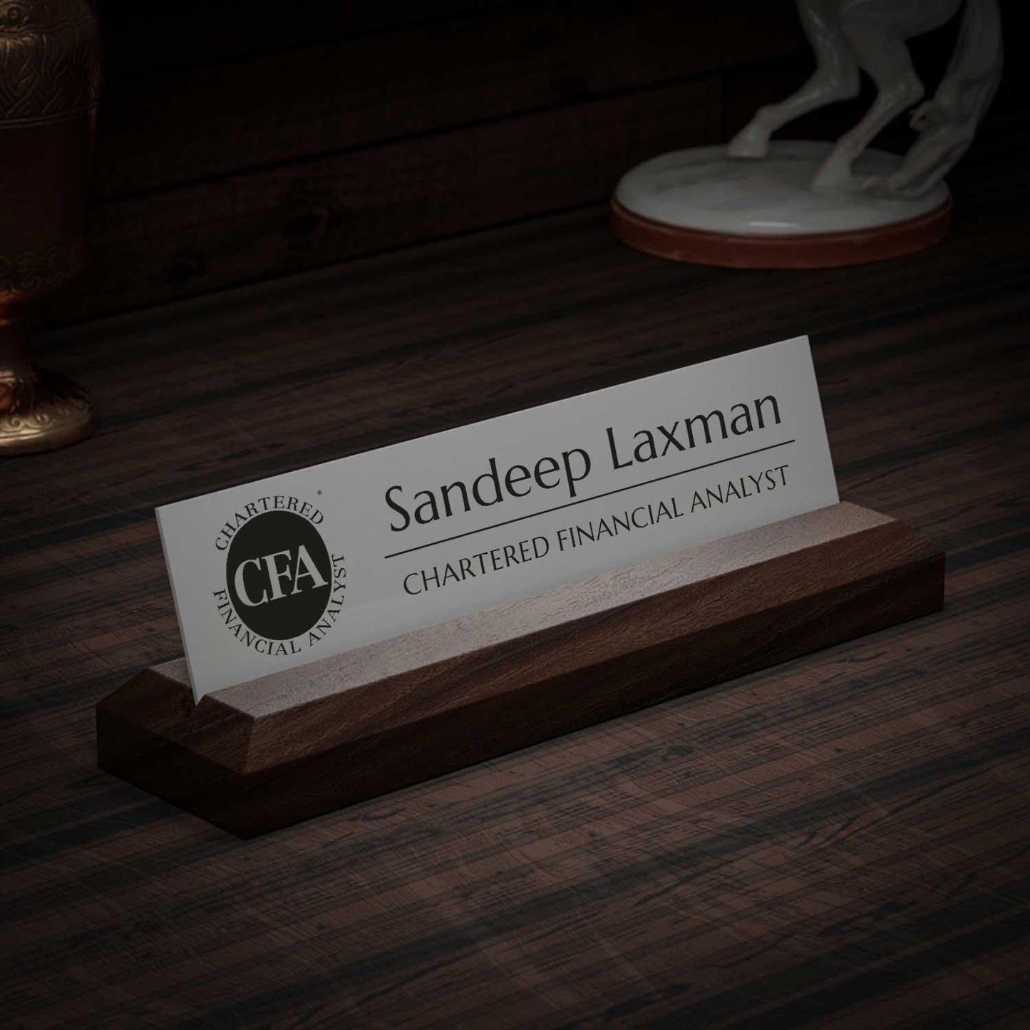 Excelus Office Desk Name Plate - Chartered Financial Analyst (CFA) - Housenama