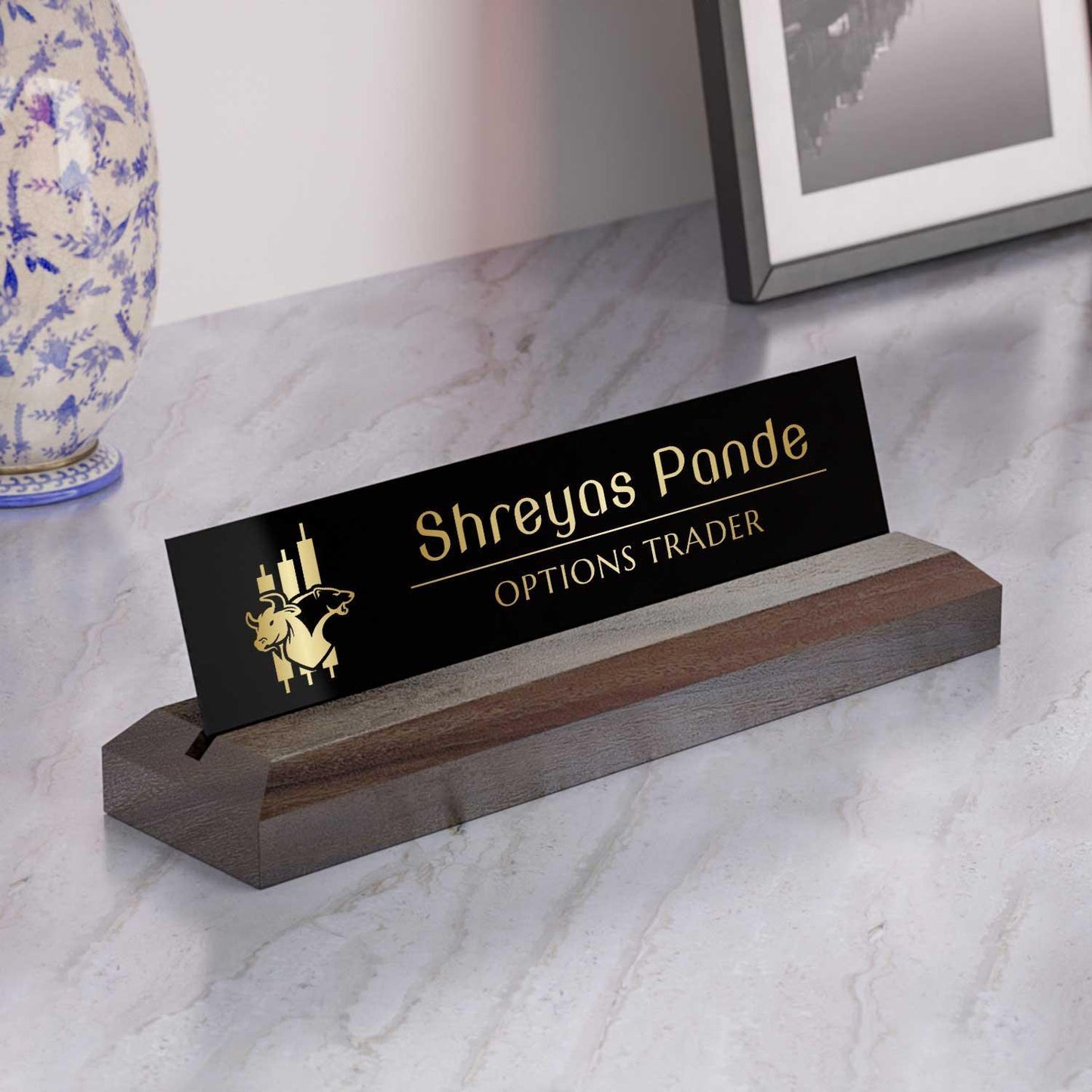 Excelus Office Desk Name Plate - Stock Broker / Trader - Housenama