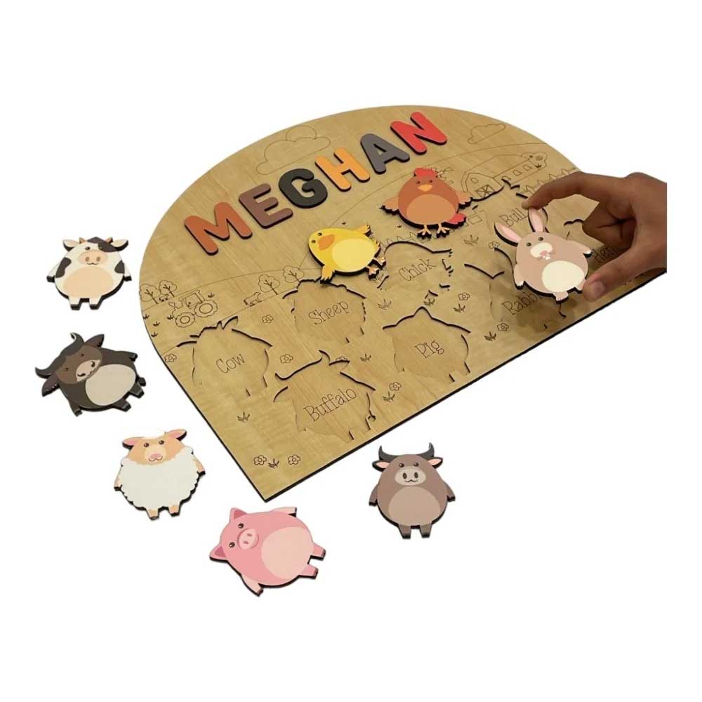 Personalised Wooden Name Puzzle - Farm Animals