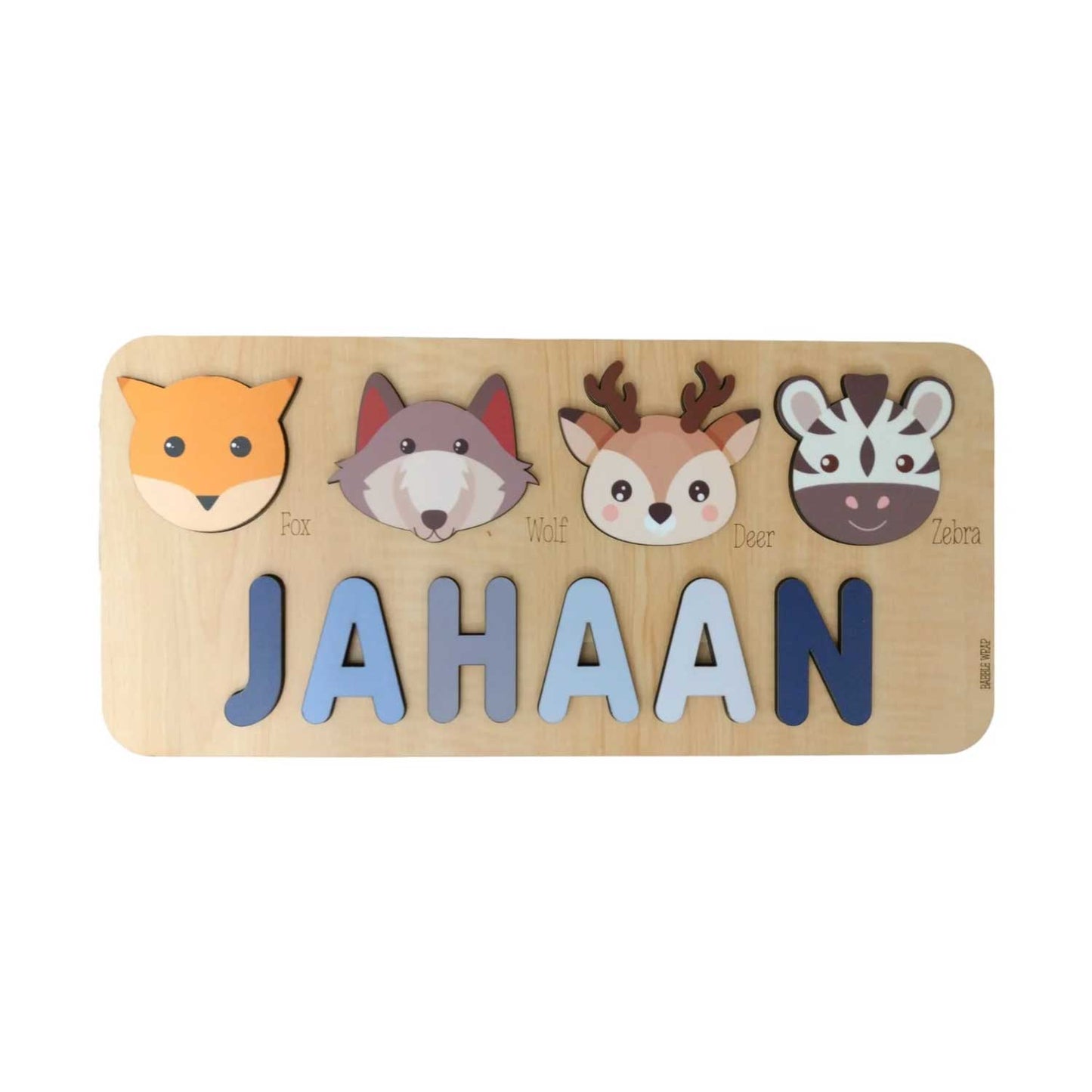 Personalised Wooden Name Puzzle - Fauna (4 Elements)