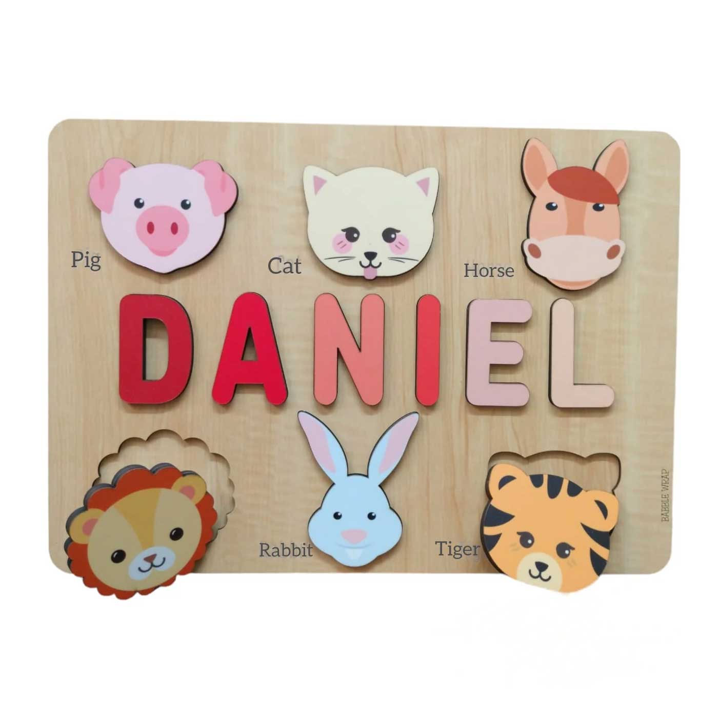 Personalised Wooden Name Puzzle - Fauna (6 Elements)
