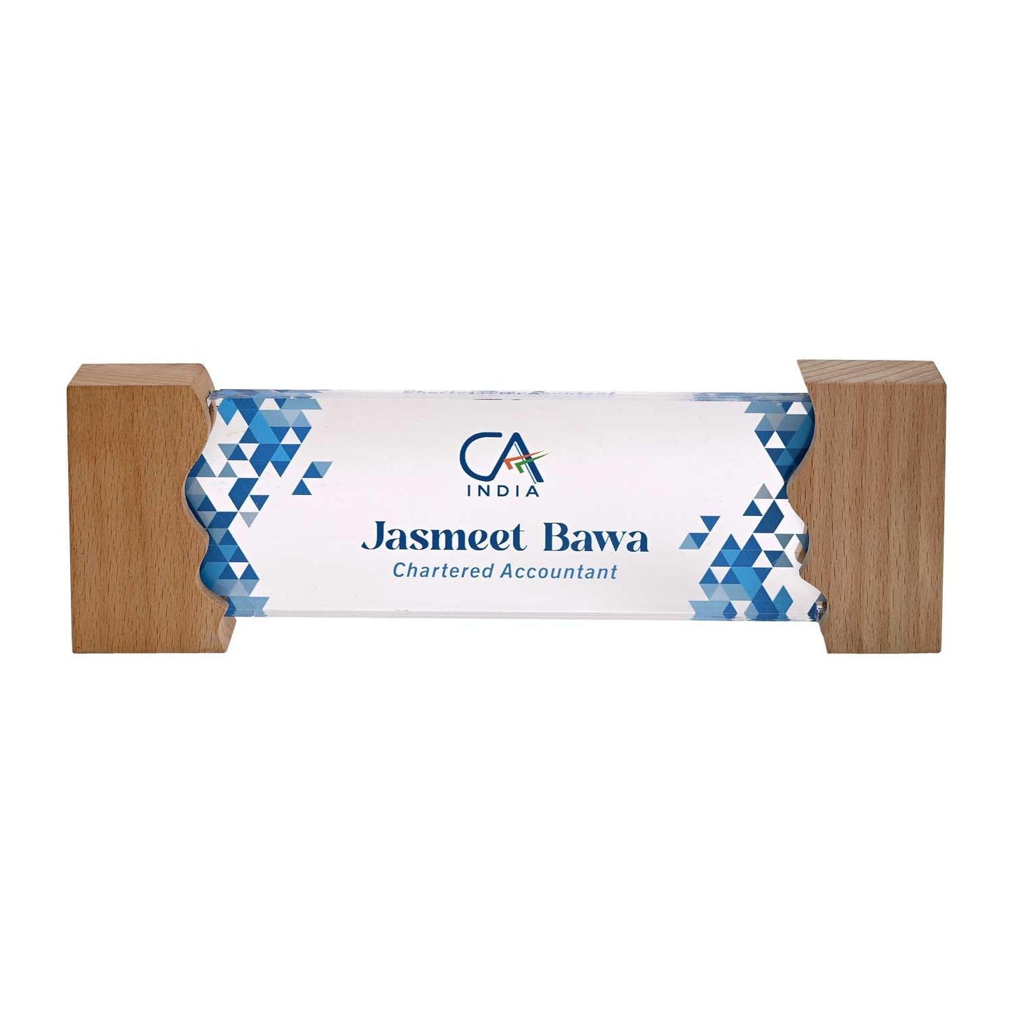 Financial Navigator Desk Name Plate with Wooden Stand - Housenama