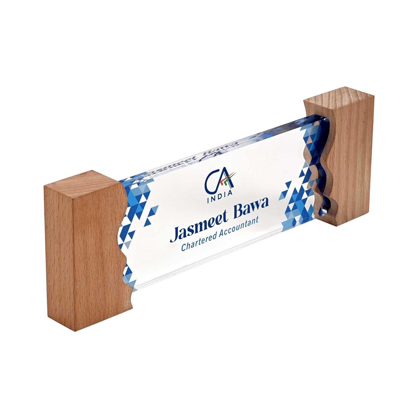 Financial Navigator Desk Name Plate with Wooden Stand - Housenama