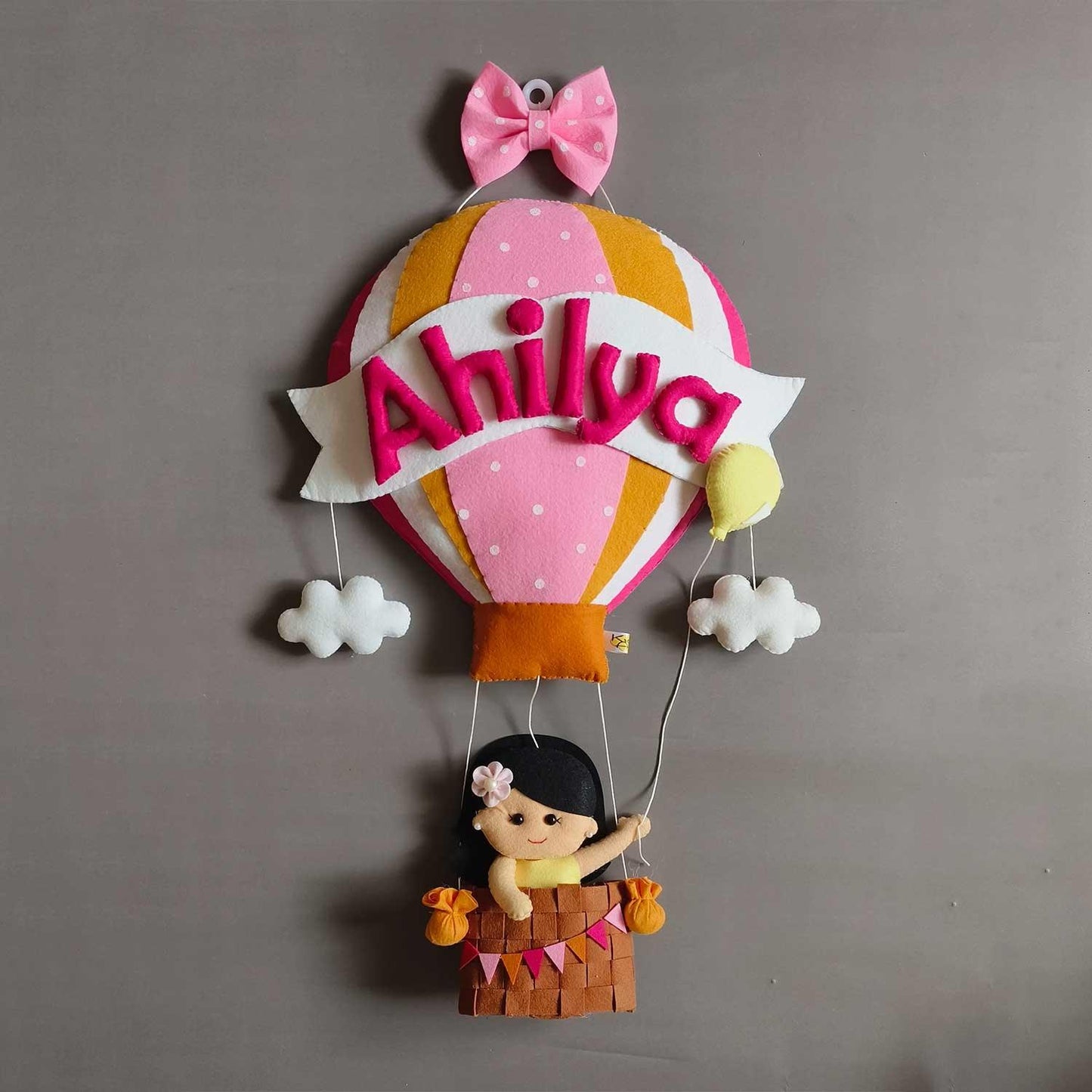 Girl in a Hot Air Balloon - Felt Name Plate
