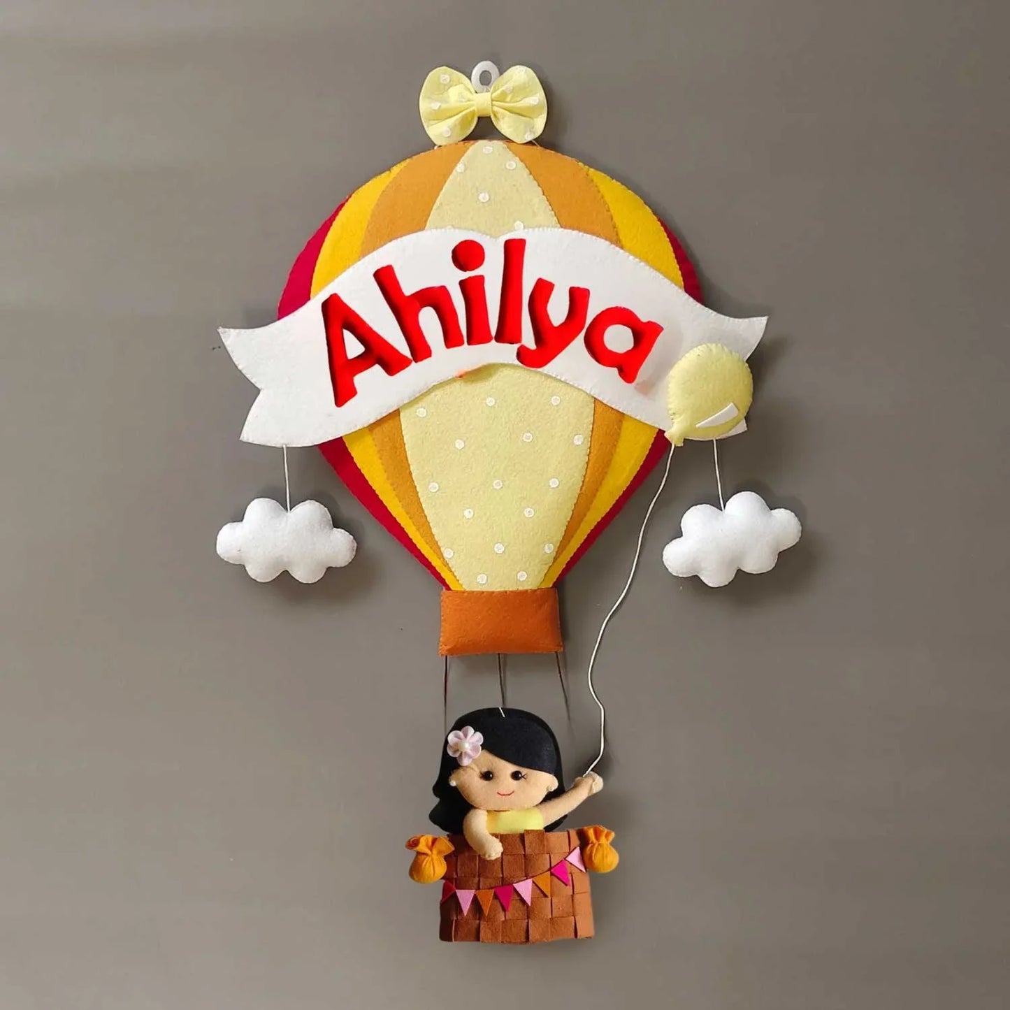 Girl in a Hot Air Balloon - Felt Name Plate