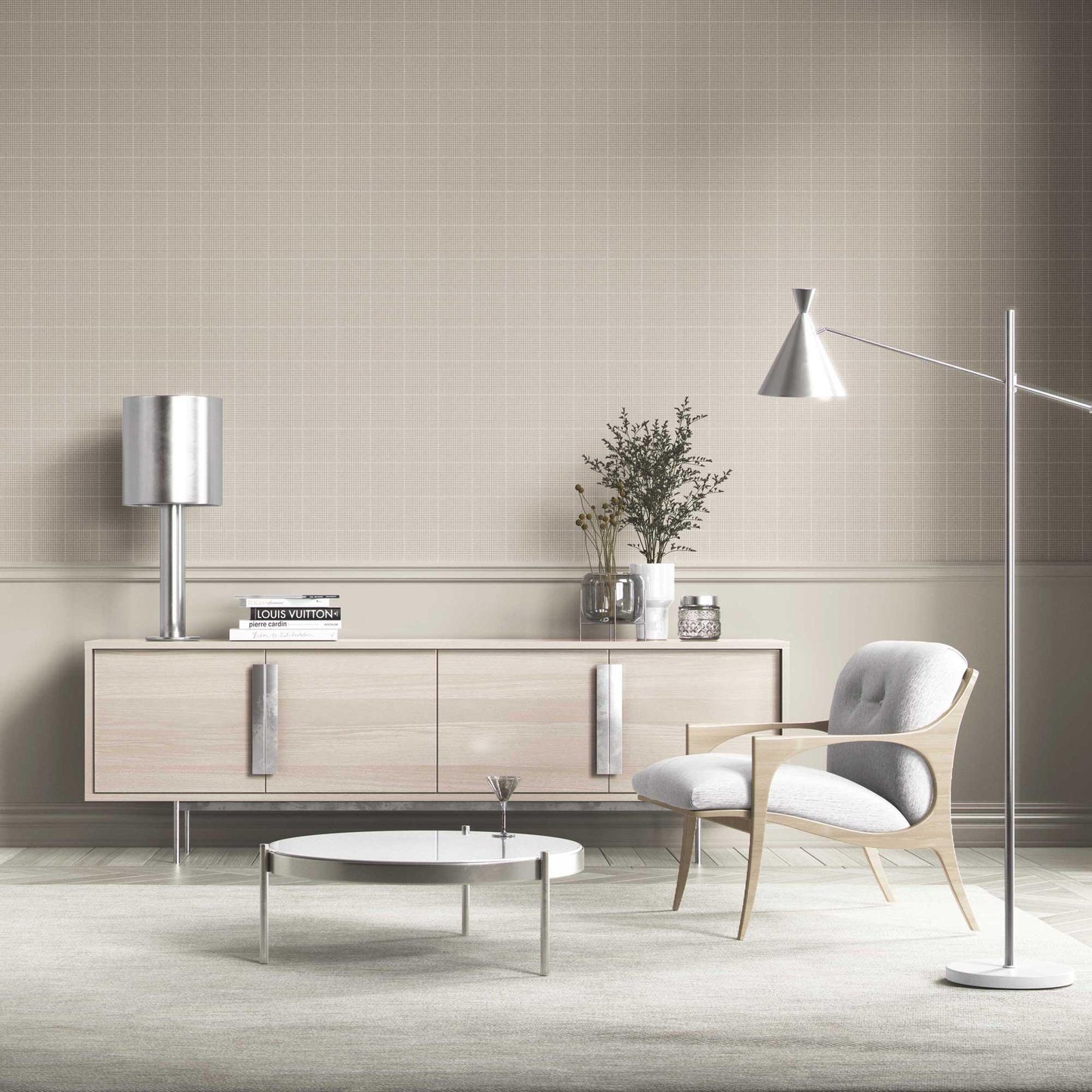 Glenloft Checks Wallpaper - Pebble Ash