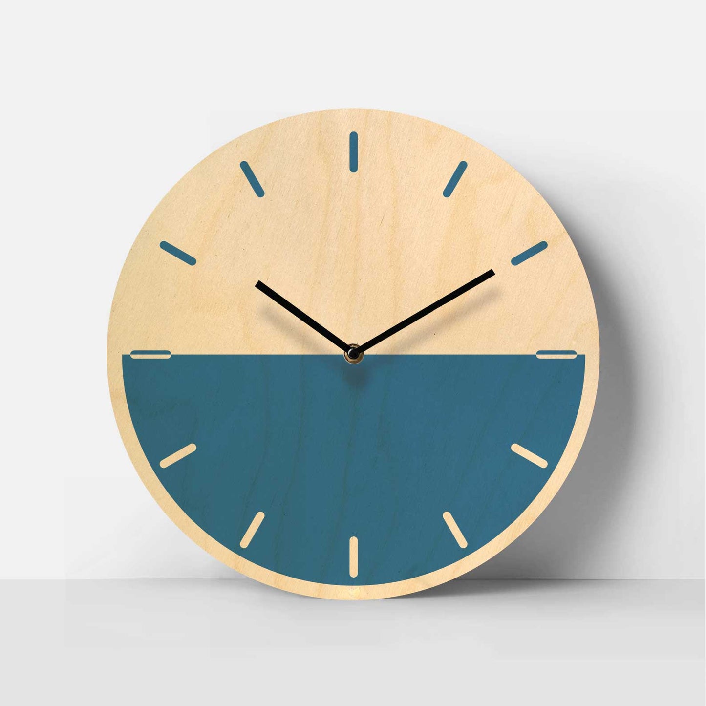 Halfsie Birch Clock - Calm Blue