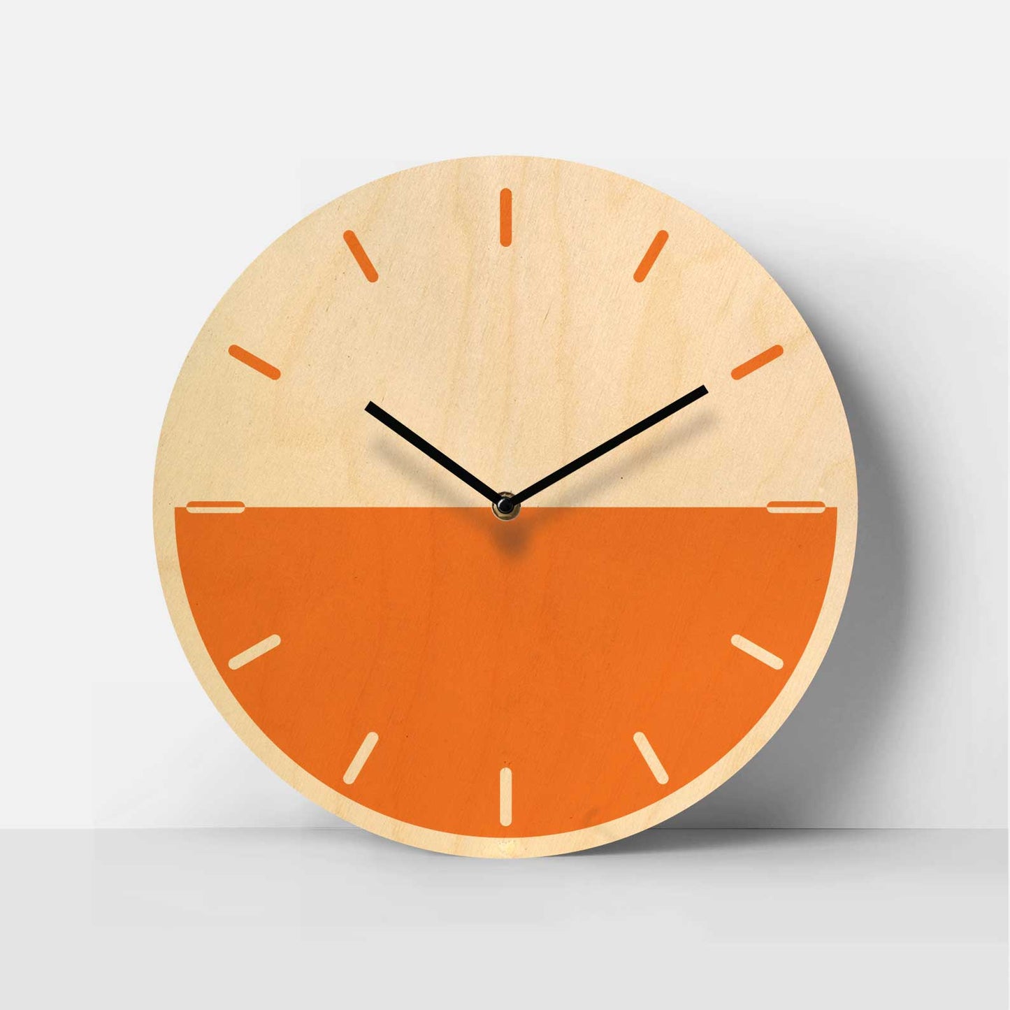 Halfsie Birch Clock - Sunny Orange