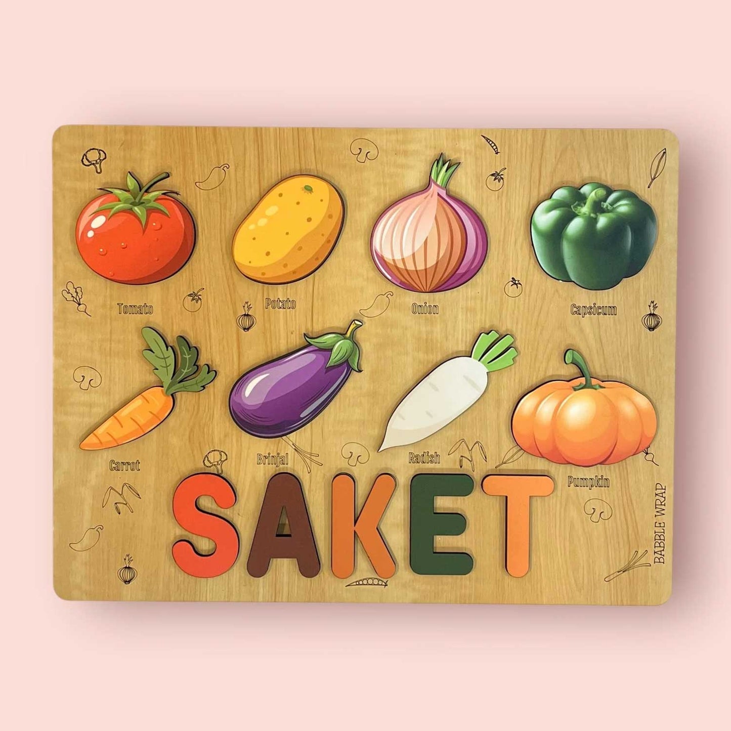 Personalised Wooden Name Puzzle - Healthy Vegetables