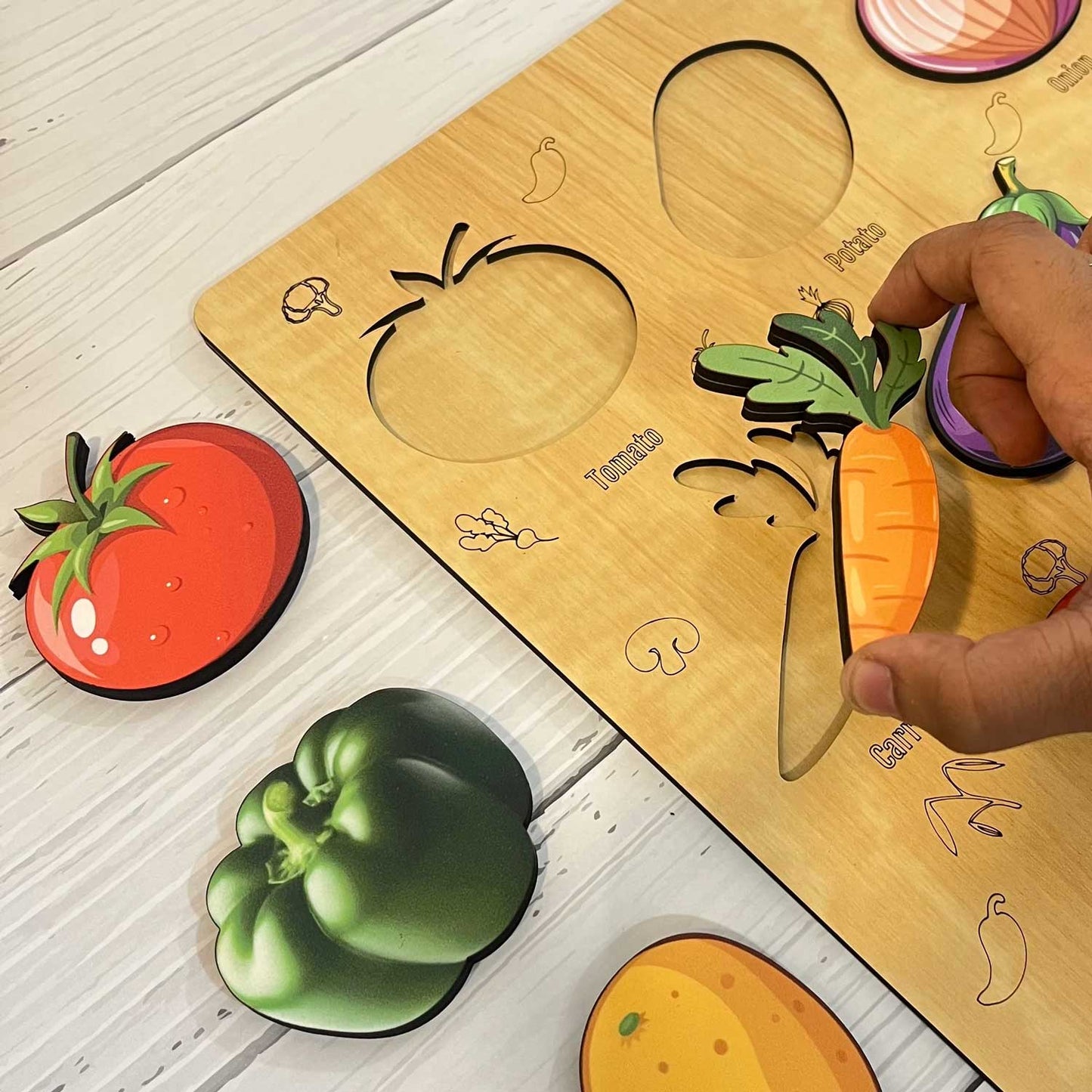 Personalised Wooden Name Puzzle - Healthy Vegetables