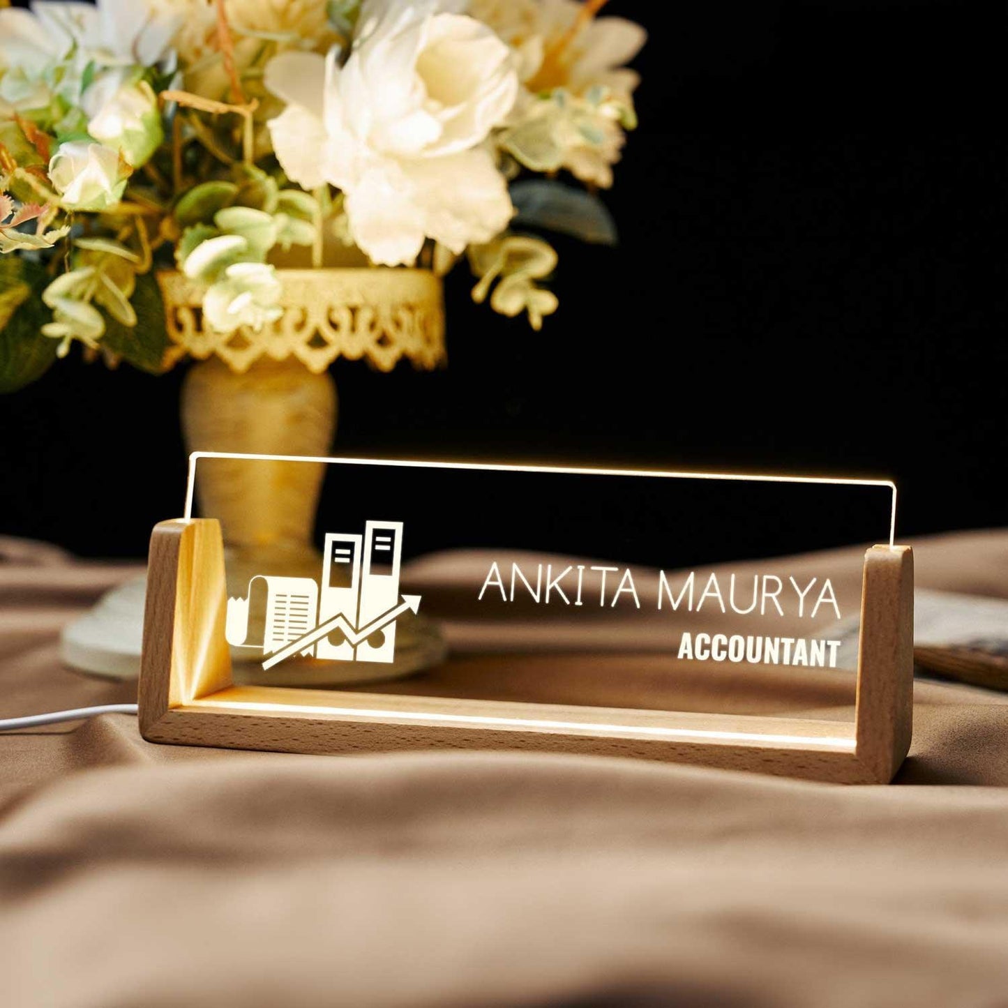 Illuminati Desk Nameplate for Accountants (includes LED Lighting) - Housenama