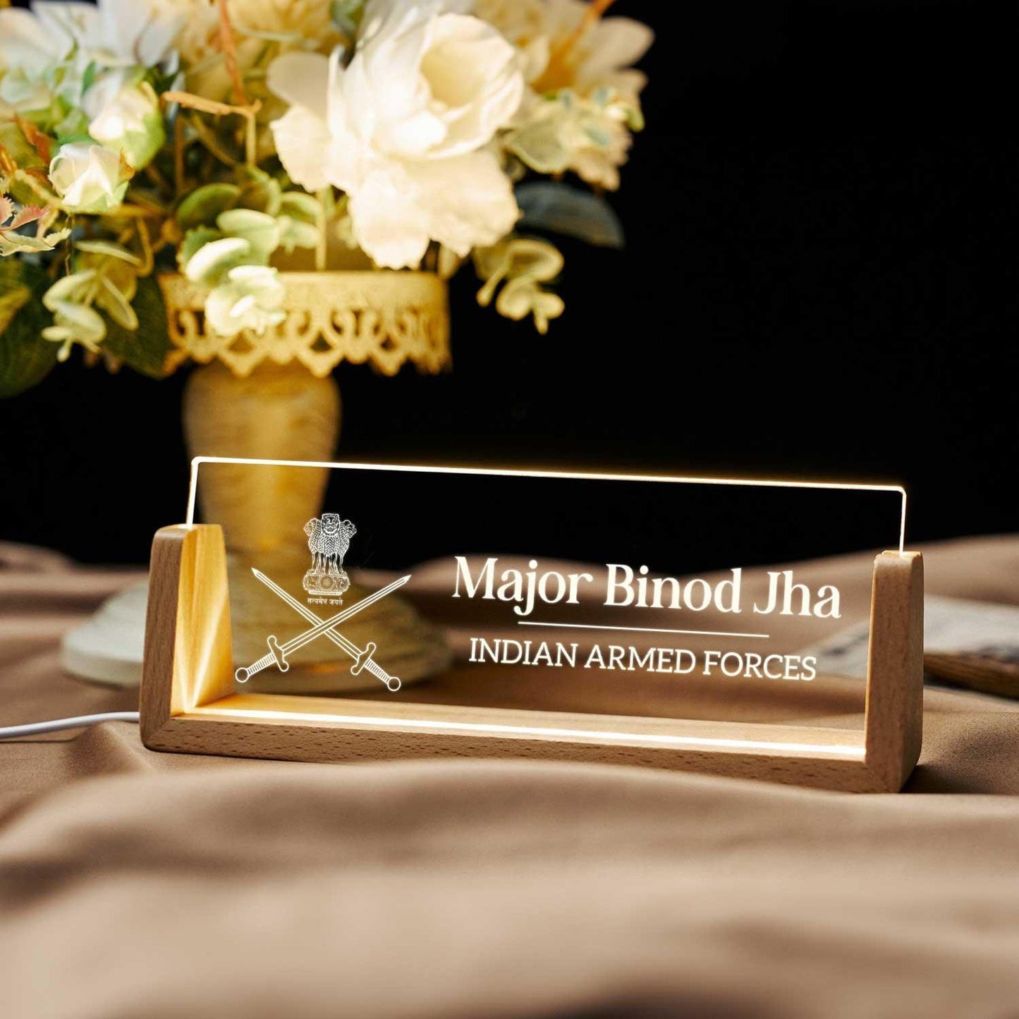 Illuminati Desk Nameplate for Army (includes LED Lighting) - Housenama