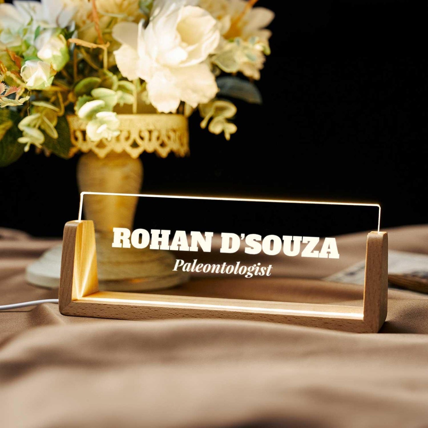 Illuminati Desk Nameplate for Executives (includes LED Lighting) - Housenama