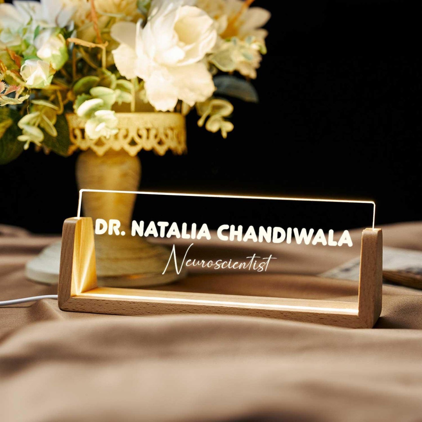Illuminati Desk Nameplate for Executives (includes LED Lighting) - Housenama