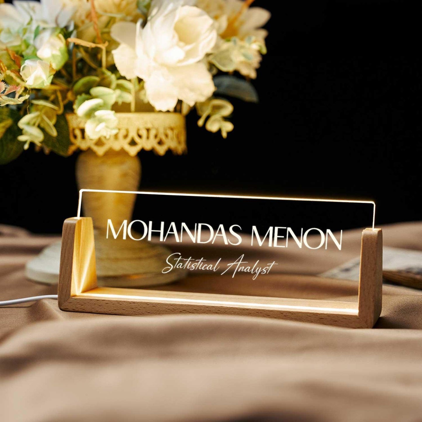 Illuminati Desk Nameplate for Executives (includes LED Lighting) - Housenama