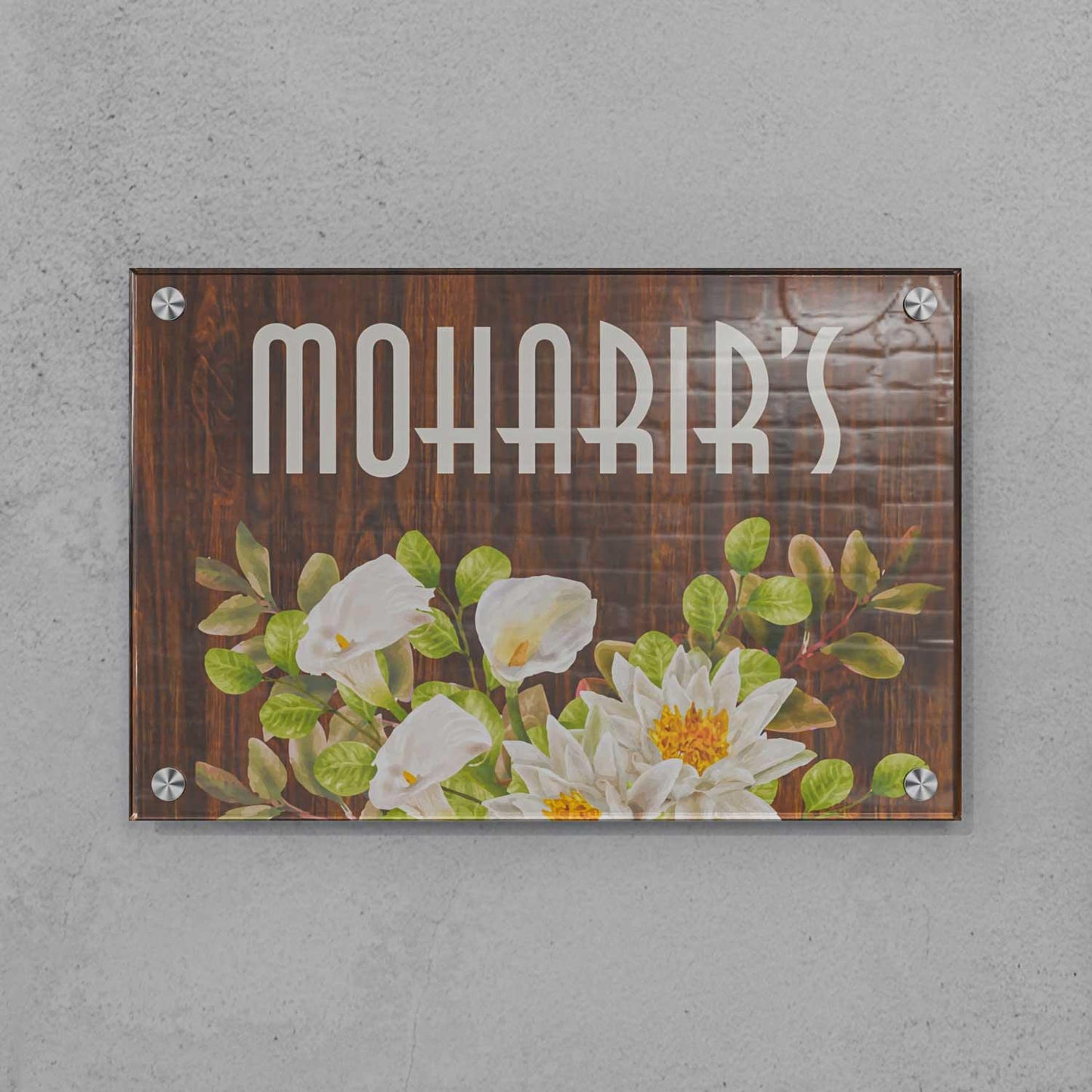 Ivory Blossoms - Acrylic Name Plate - Housenama