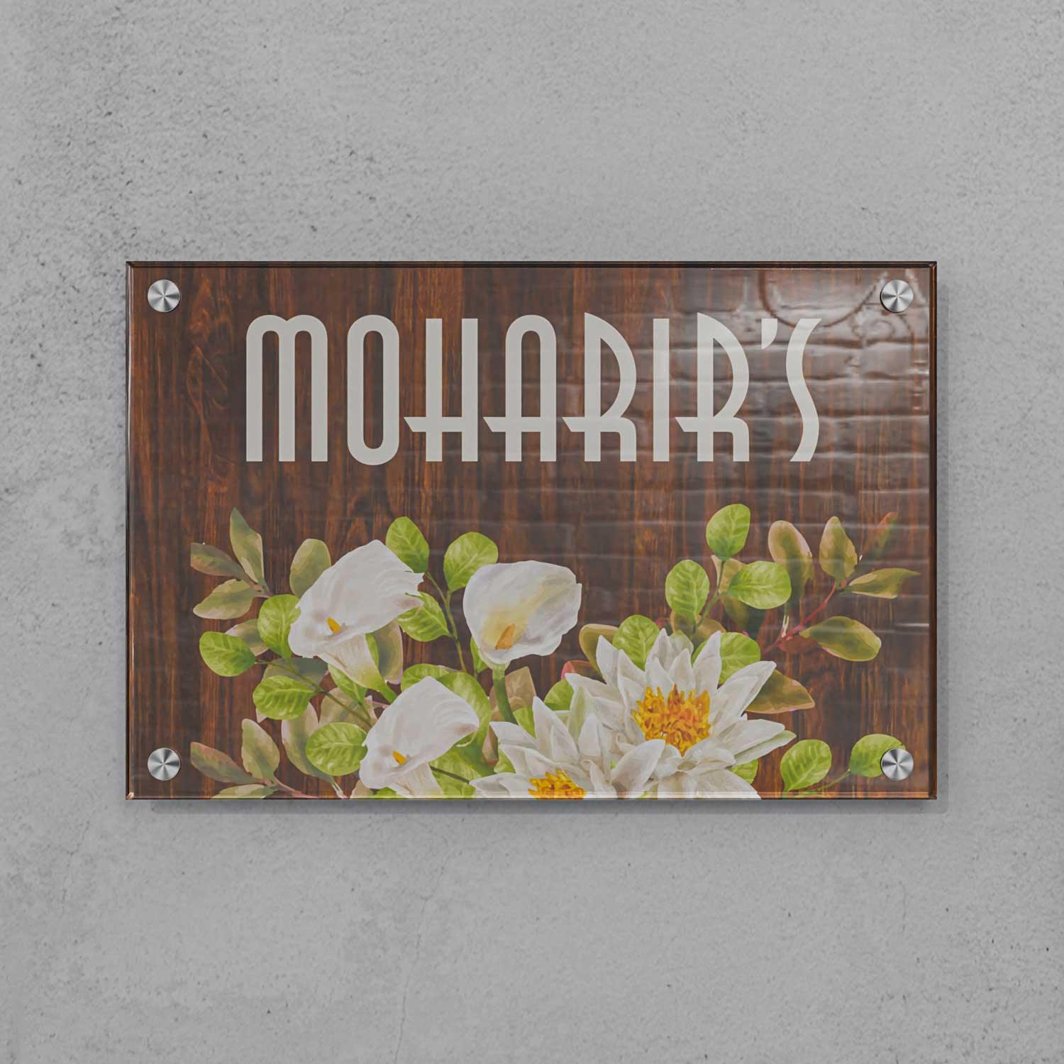 Ivory Blossoms - Acrylic Name Plate - Housenama