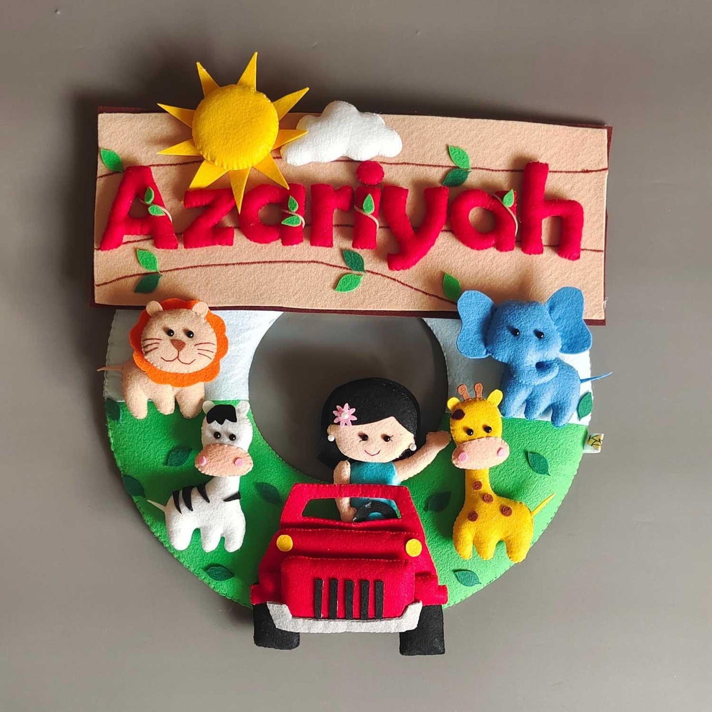 Personalized Felt Name Plate - Jungle Safari Theme