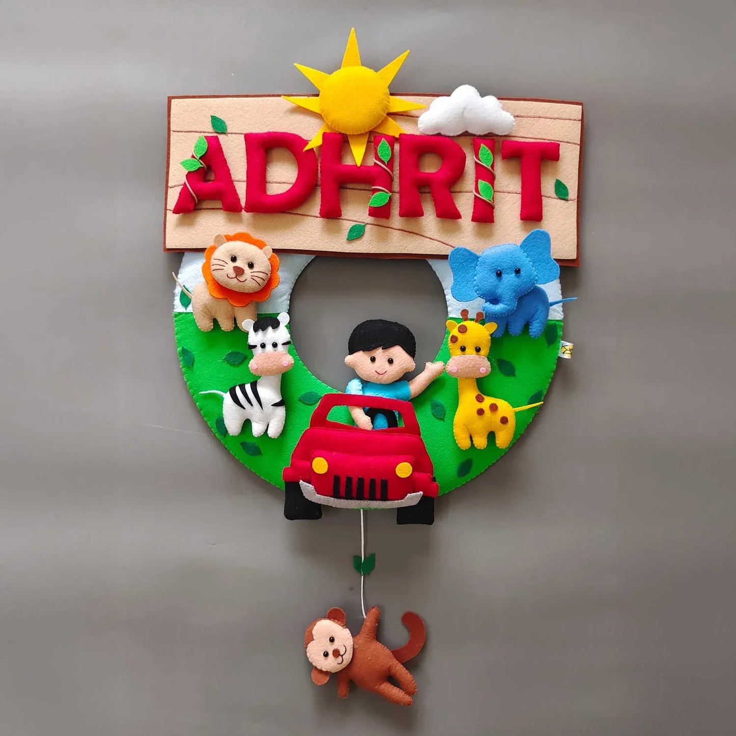 Personalized Felt Name Plate - Jungle Safari Theme