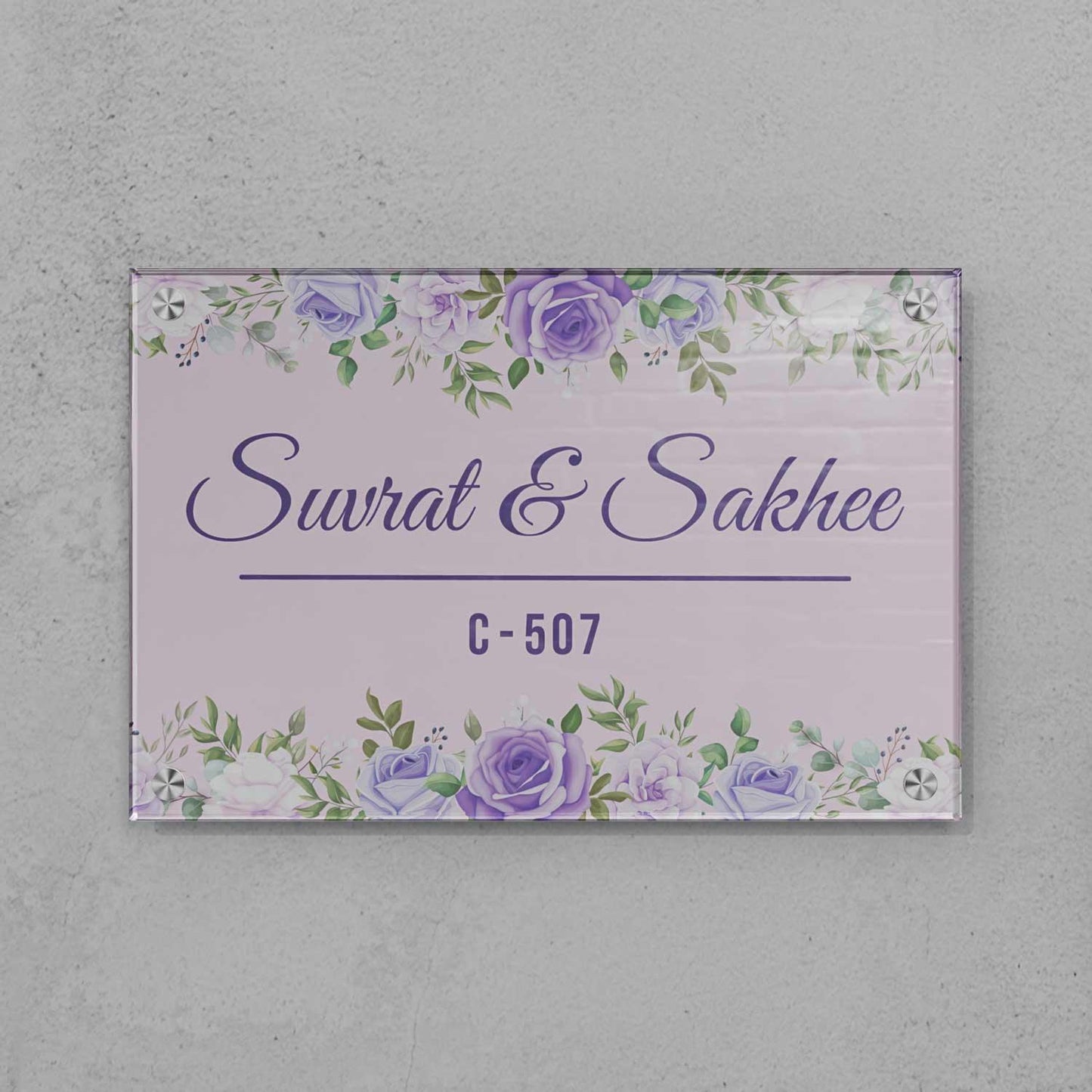 Lavender Flowers - Acrylic Name Plate - Housenama