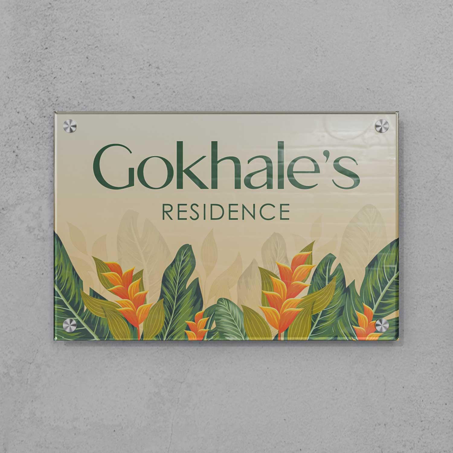 Leafy Accents - Acrylic Name Plate - Housenama