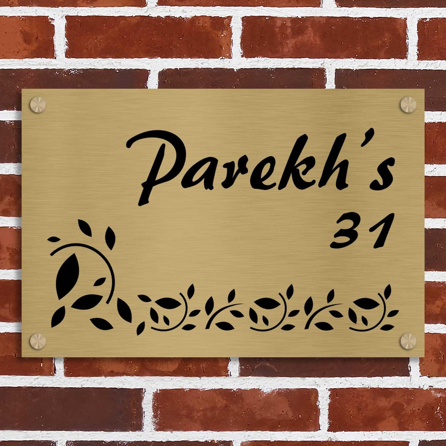 Leafy Paradise - Stainless Steel Name Plate - Housenama